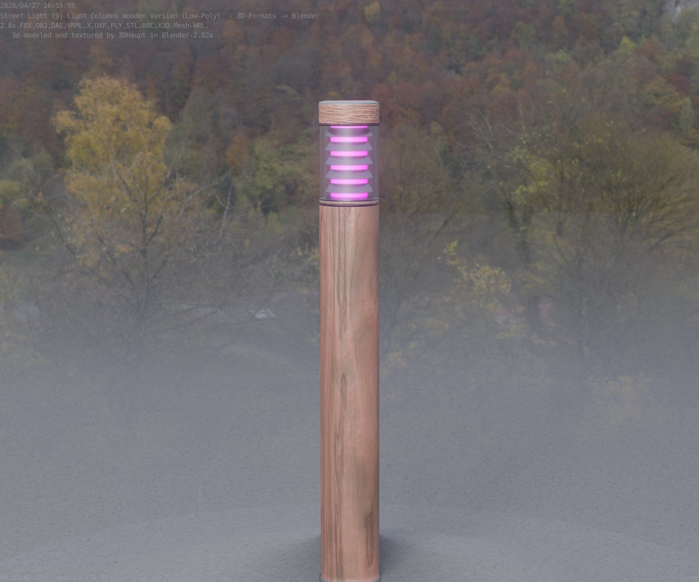 Light Column made of wood 16 - Low-Poly Street-Light Set-9 Low-poly 3D model_11