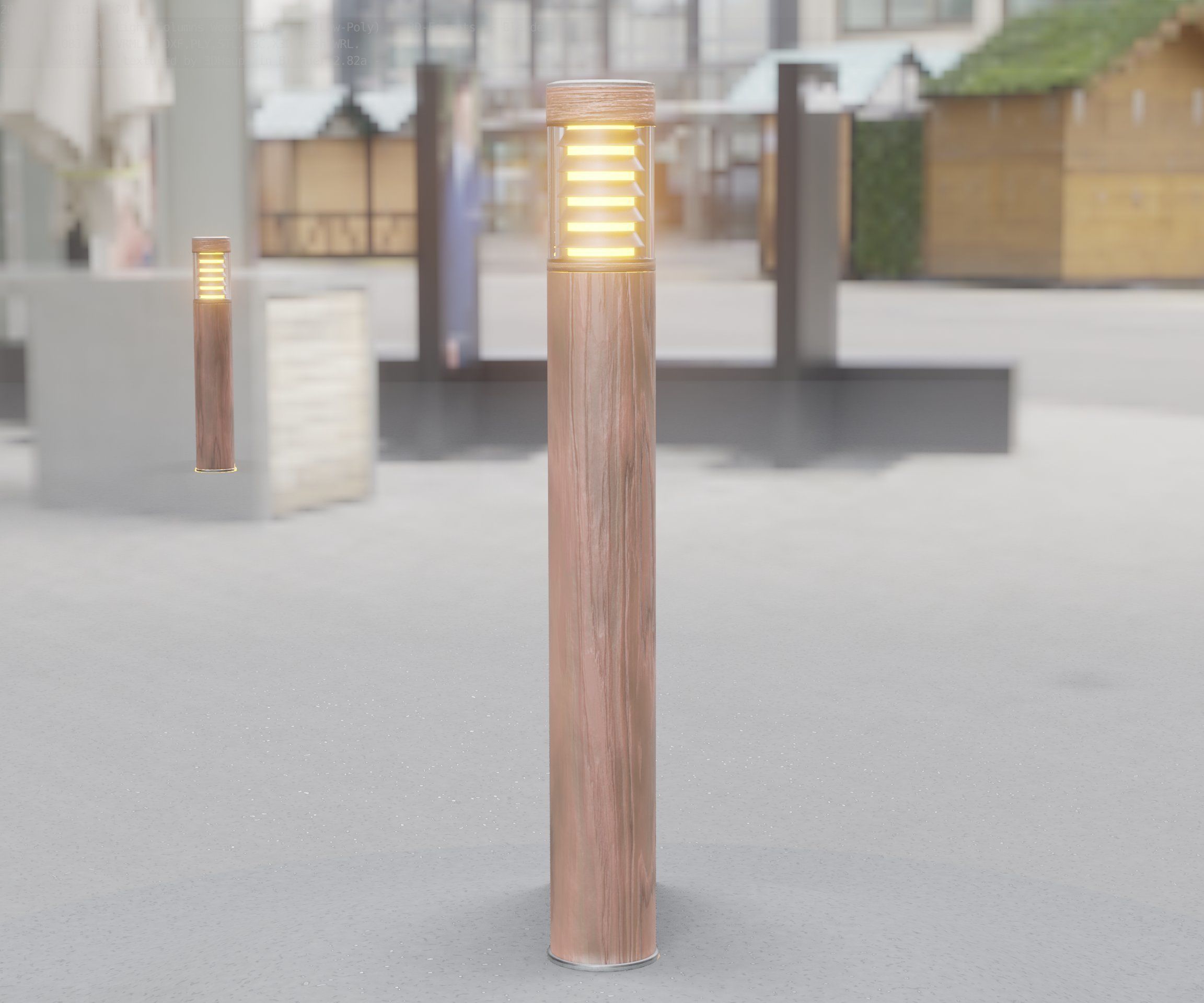 Light Column made of wood 16 - Low-Poly Street-Light Set-9 Low-poly 3D model_32