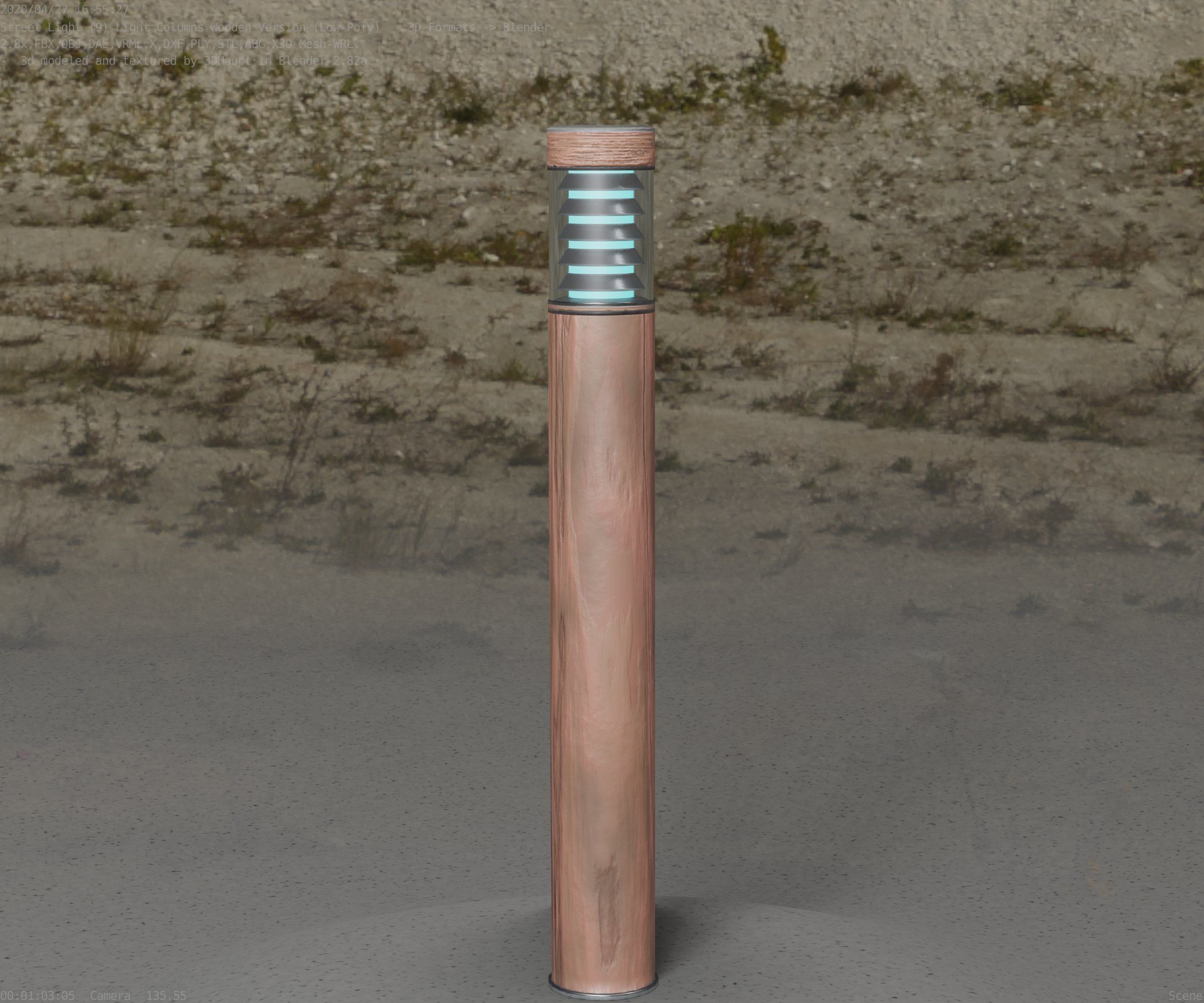 Light Column made of wood 16 - Low-Poly Street-Light Set-9 Low-poly 3D model_17