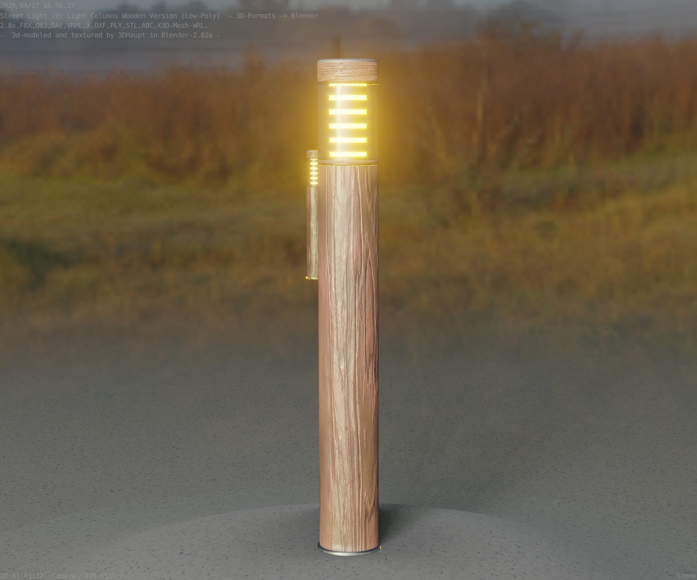 Light Column made of wood 16 - Low-Poly Street-Light Set-9 Low-poly 3D model_34