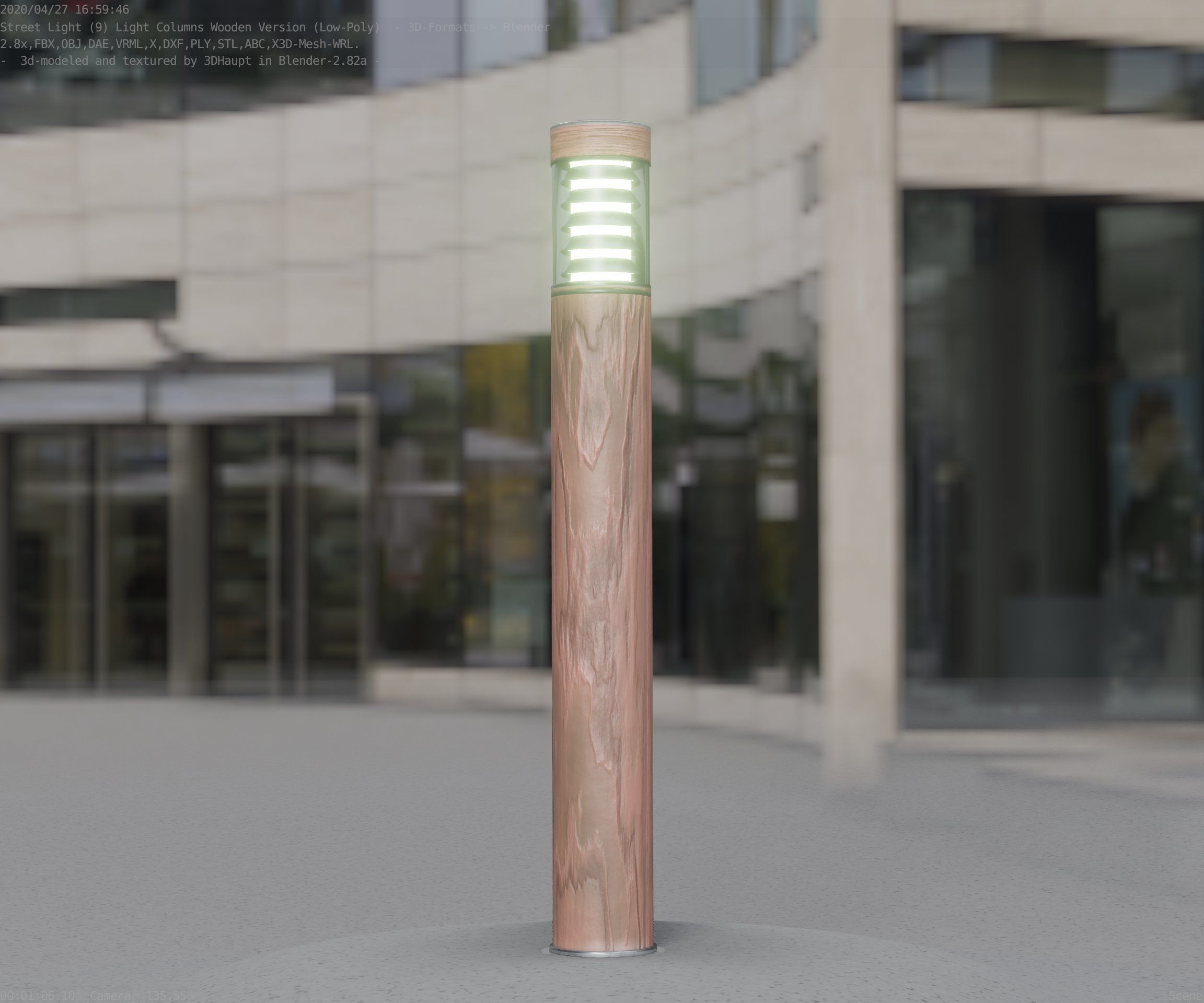 Light Column made of wood 16 - Low-Poly Street-Light Set-9 Low-poly 3D model_94