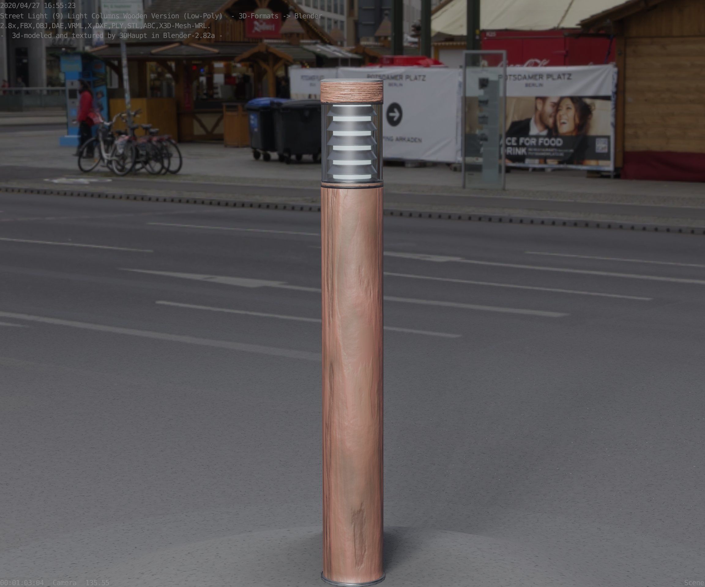 Light Column made of wood 16 - Low-Poly Street-Light Set-9 Low-poly 3D model_16
