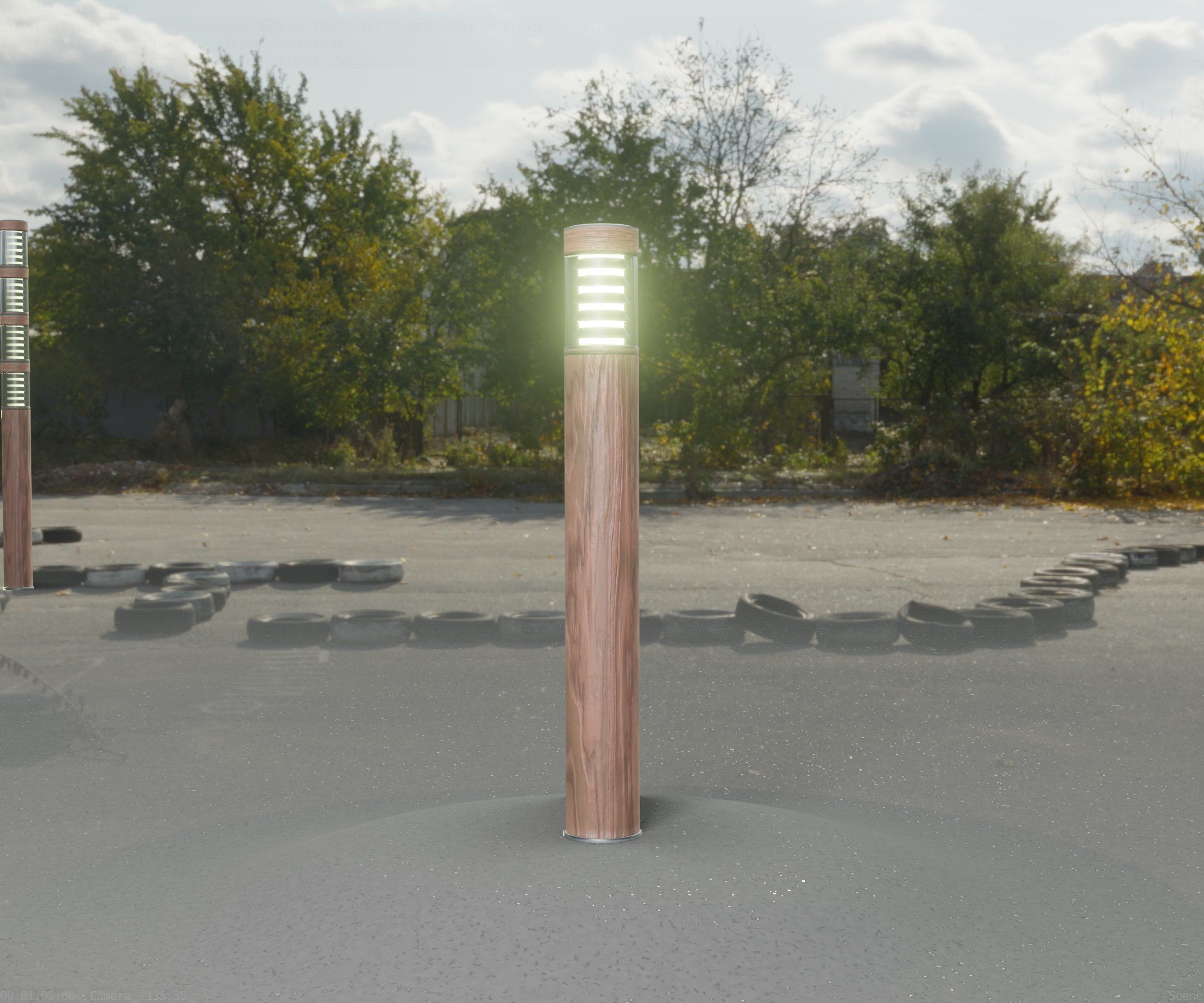 Light Column made of wood 16 - Low-Poly Street-Light Set-9 Low-poly 3D model_60