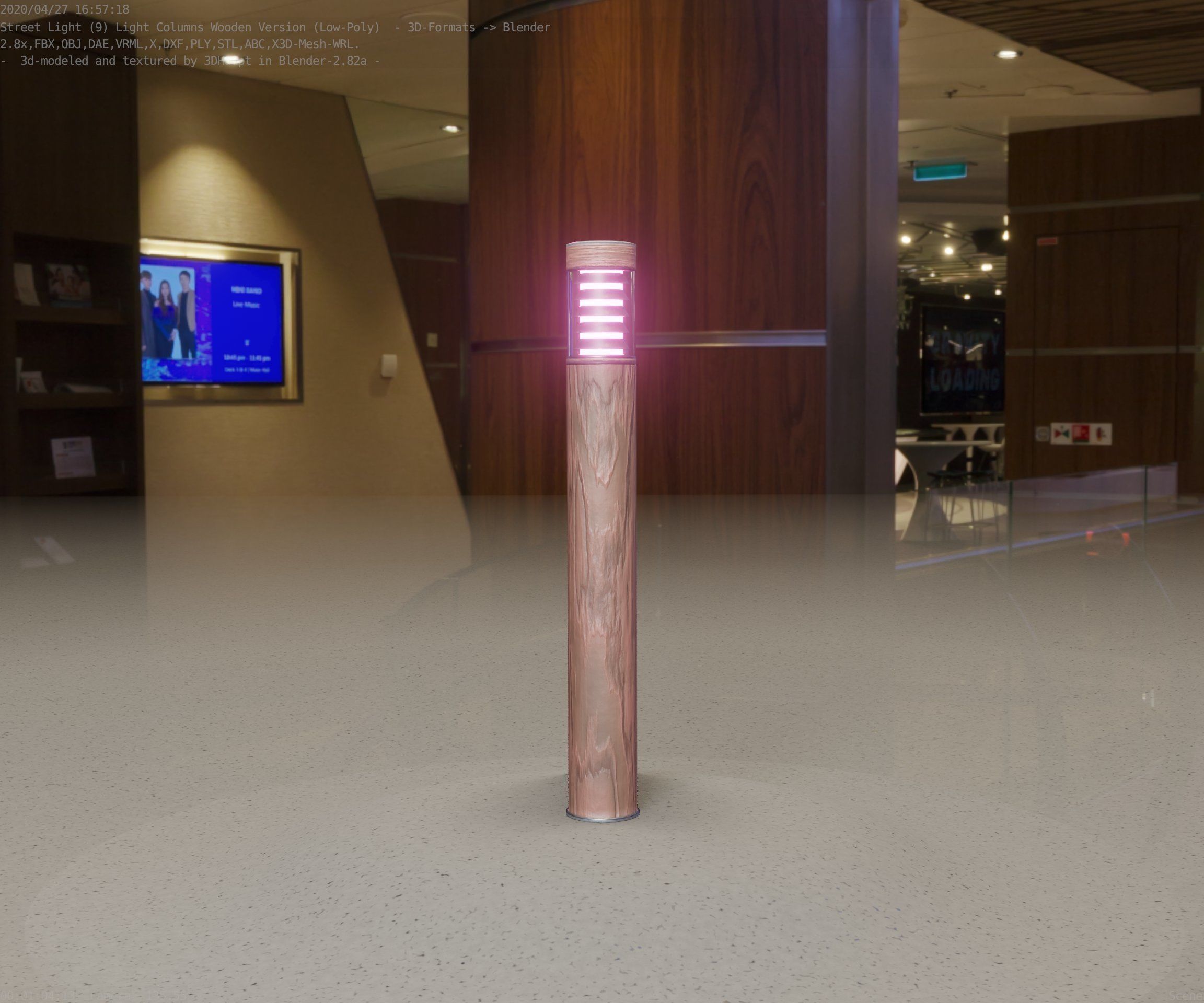 Light Column made of wood 16 - Low-Poly Street-Light Set-9 Low-poly 3D model_49