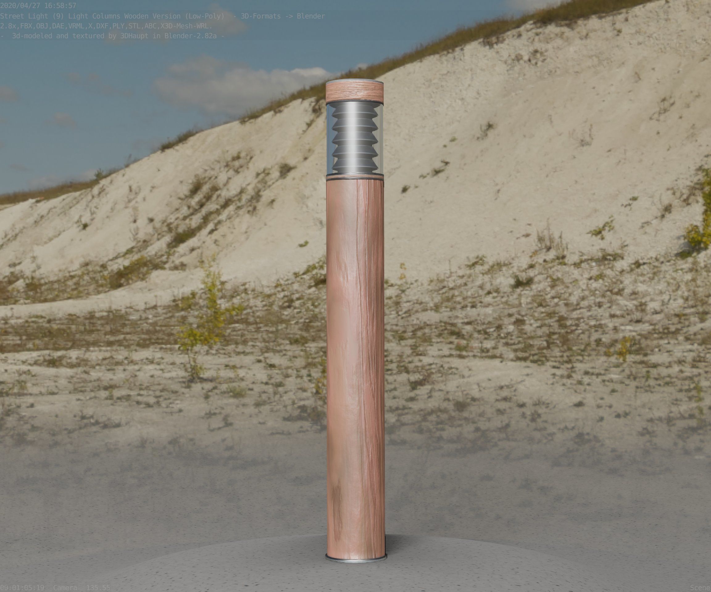 Light Column made of wood 16 - Low-Poly Street-Light Set-9 Low-poly 3D model_79