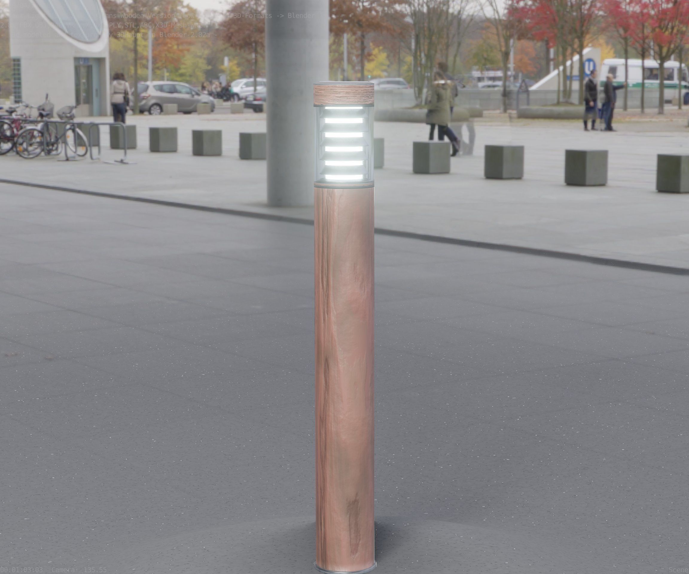 Light Column made of wood 16 - Low-Poly Street-Light Set-9 Low-poly 3D model_15