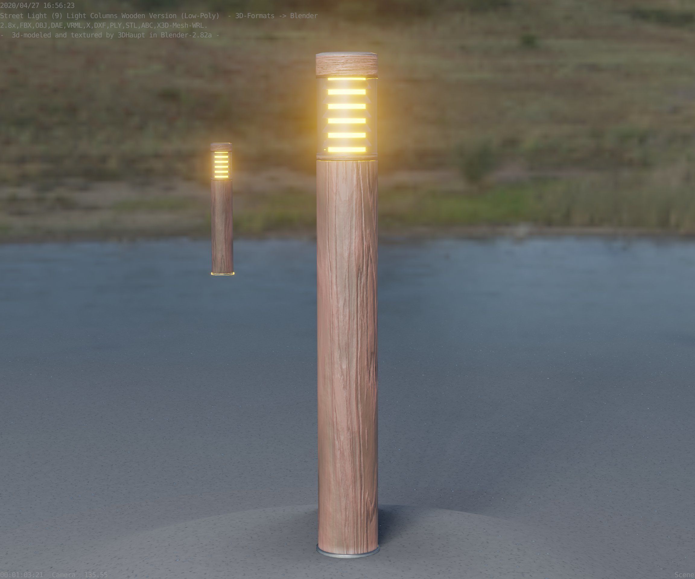 Light Column made of wood 16 - Low-Poly Street-Light Set-9 Low-poly 3D model_33