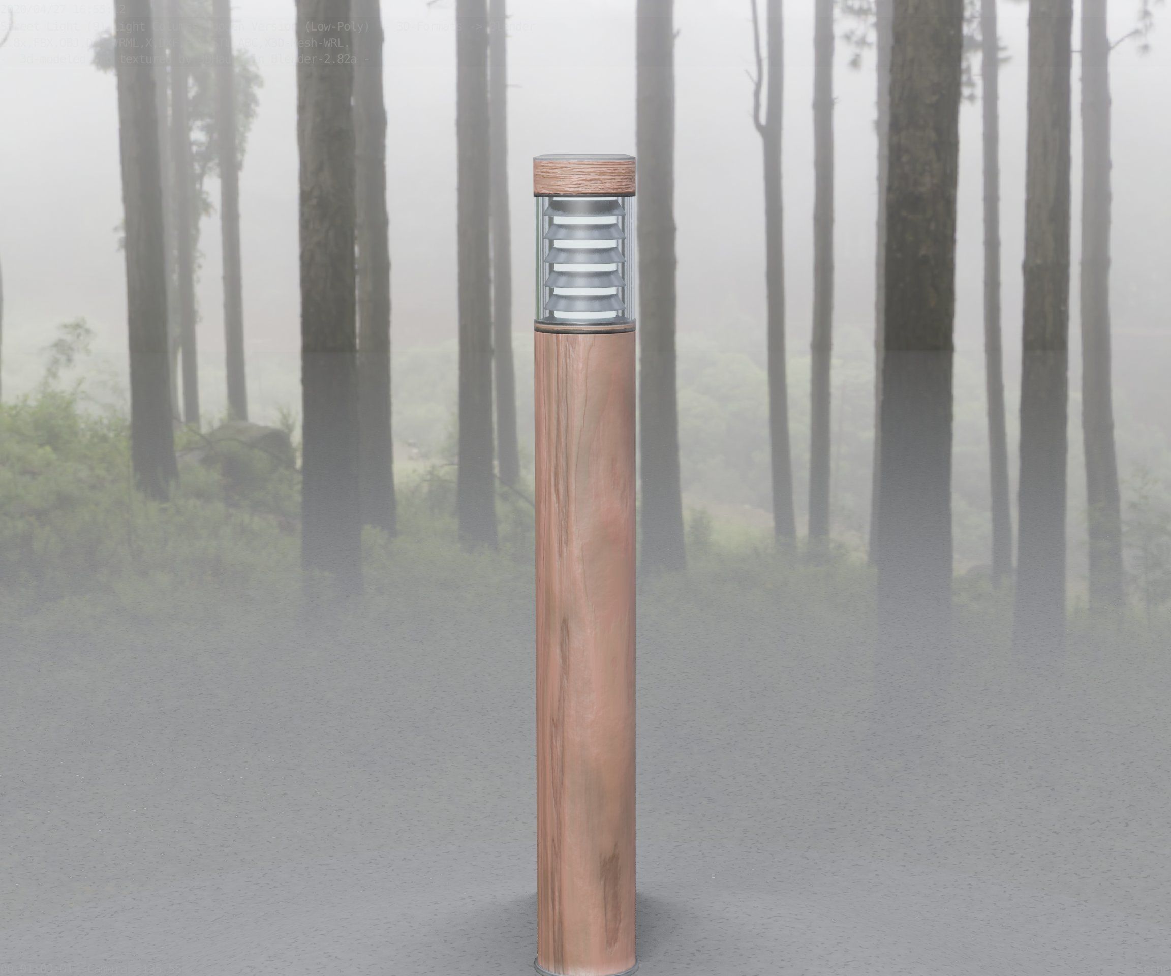 Light Column made of wood 16 - Low-Poly Street-Light Set-9 Low-poly 3D model_13