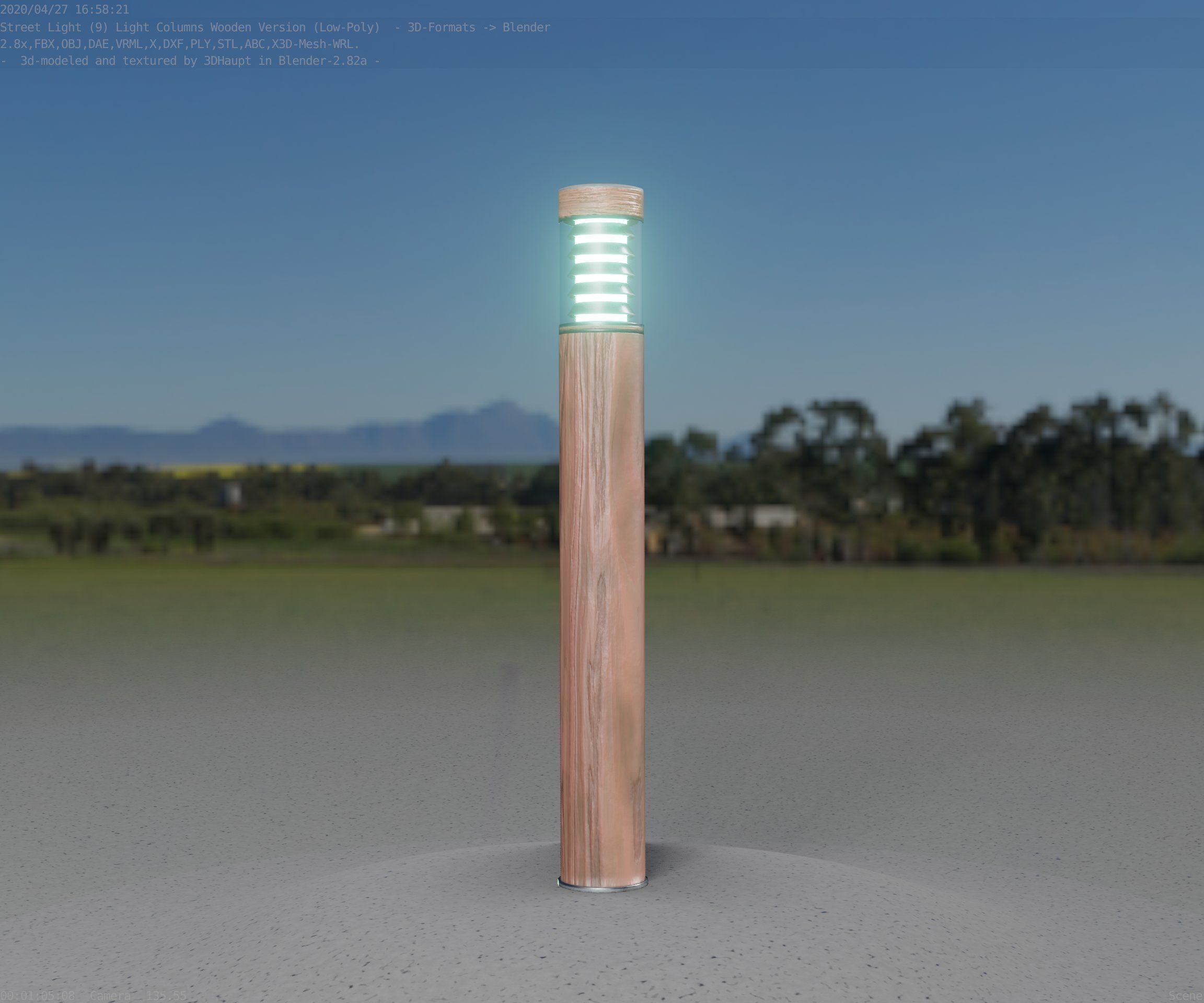 Light Column made of wood 16 - Low-Poly Street-Light Set-9 Low-poly 3D model_68
