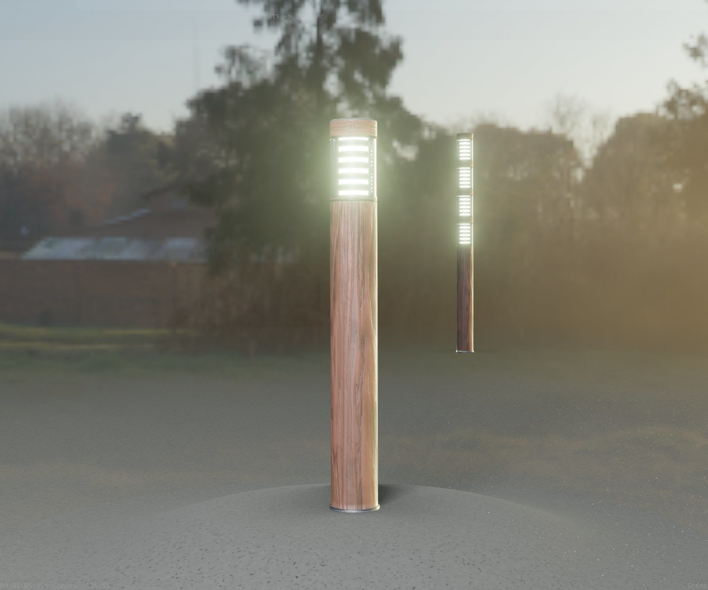 Light Column made of wood 16 - Low-Poly Street-Light Set-9 Low-poly 3D model_65