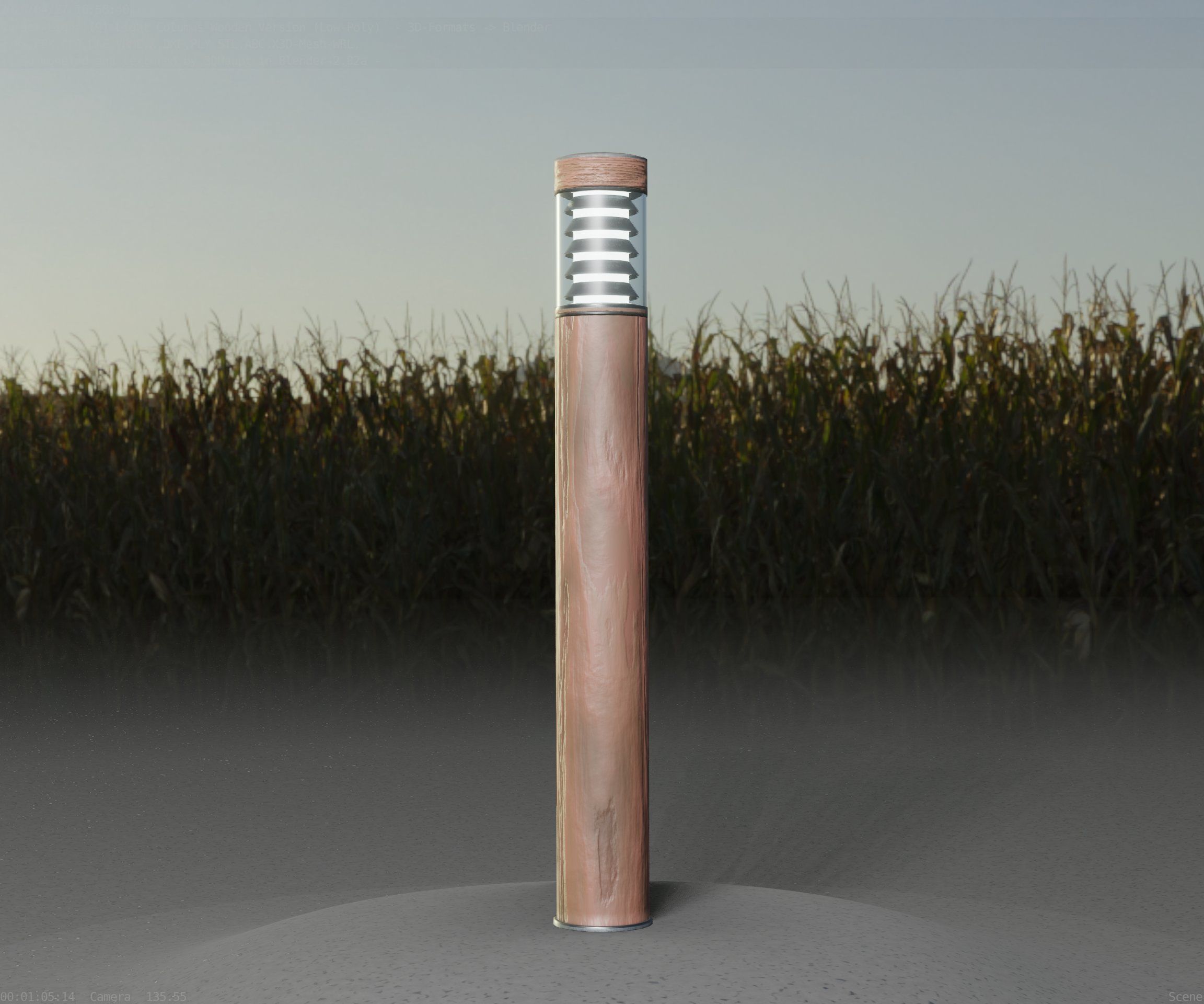 Light Column made of wood 16 - Low-Poly Street-Light Set-9 Low-poly 3D model_74