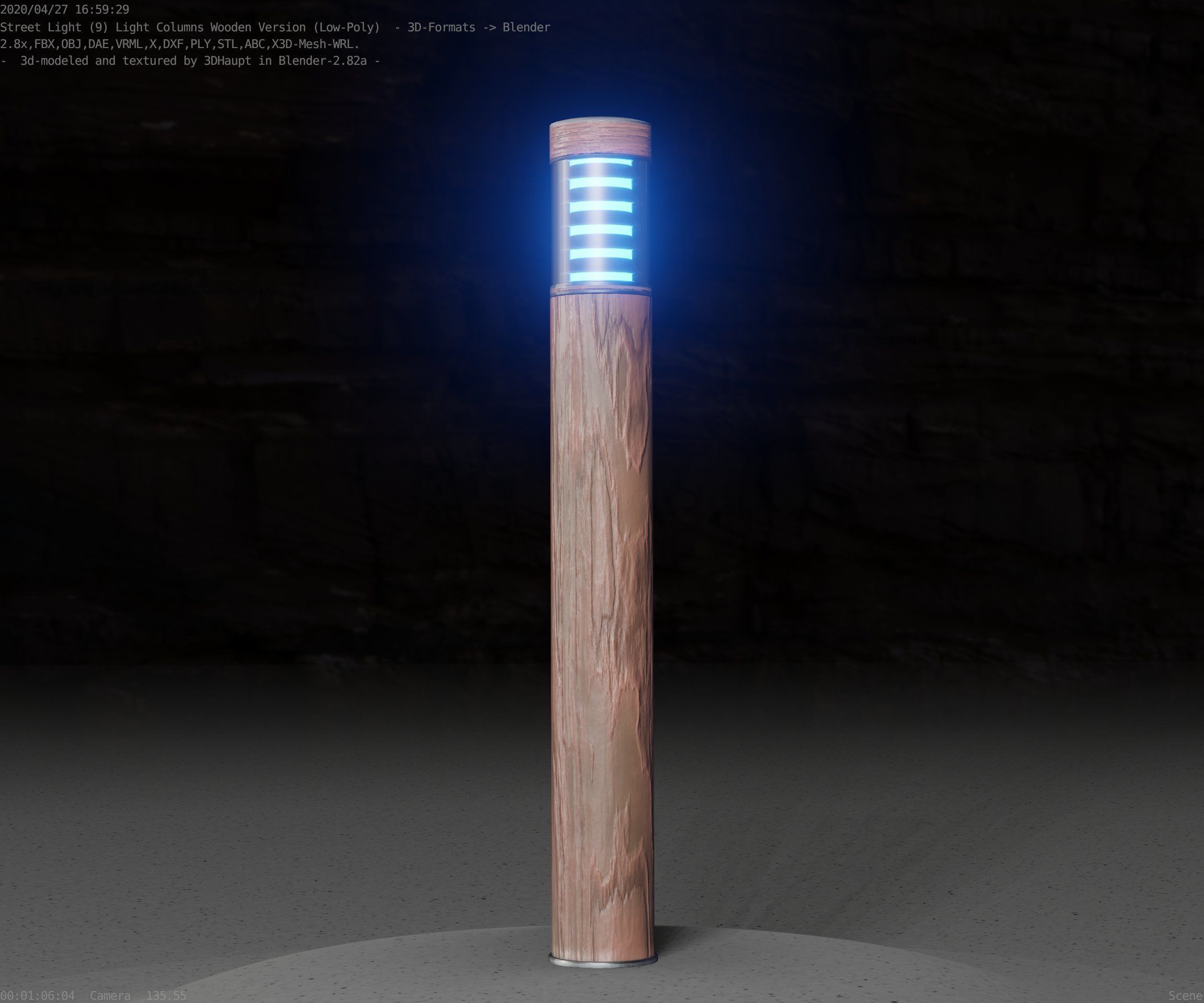 Light Column made of wood 16 - Low-Poly Street-Light Set-9 Low-poly 3D model_88
