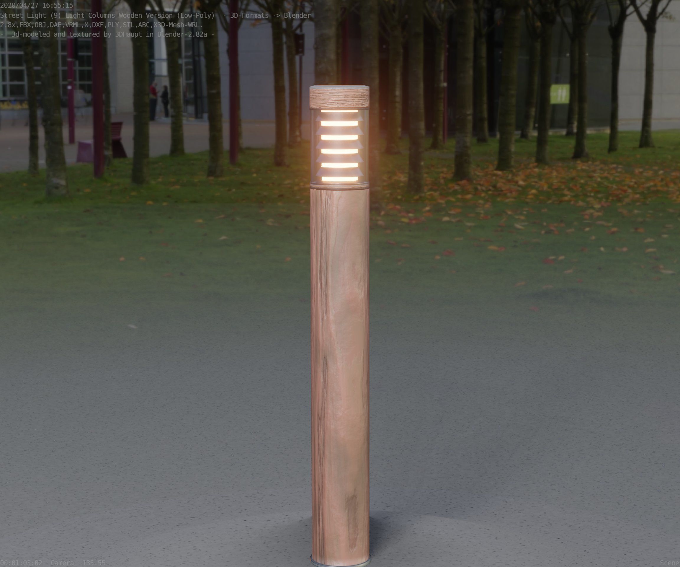 Light Column made of wood 16 - Low-Poly Street-Light Set-9 Low-poly 3D model_14
