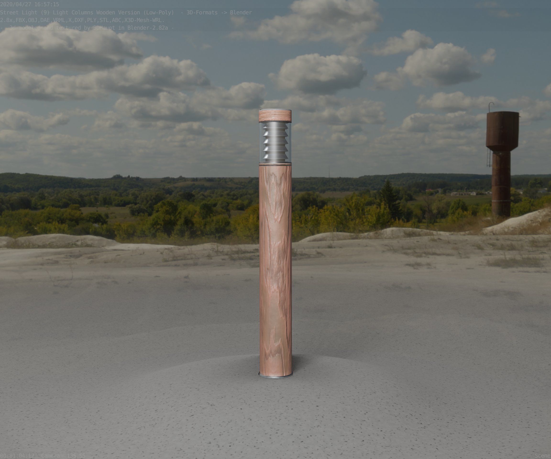 Light Column made of wood 16 - Low-Poly Street-Light Set-9 Low-poly 3D model_48
