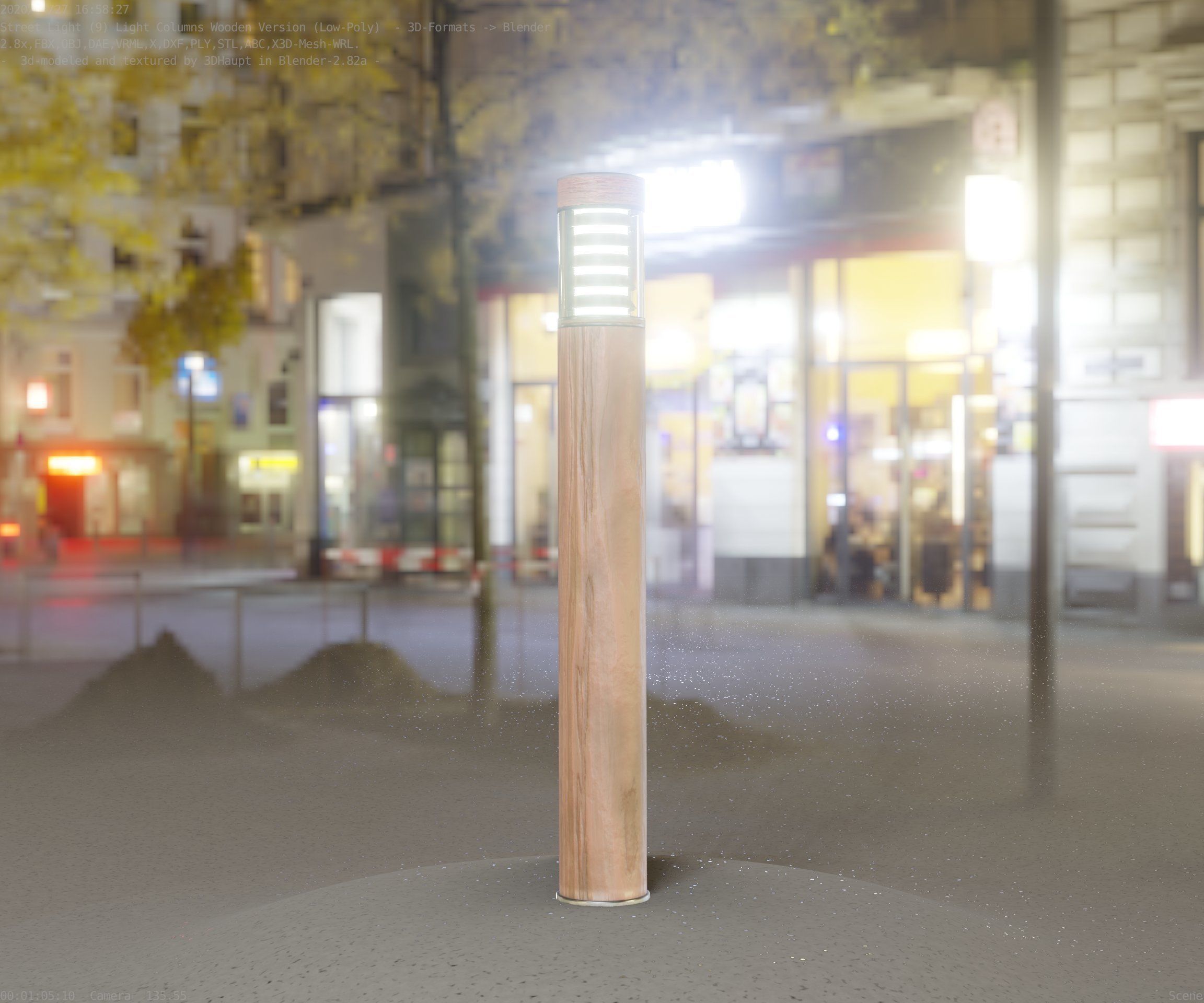 Light Column made of wood 16 - Low-Poly Street-Light Set-9 Low-poly 3D model_70