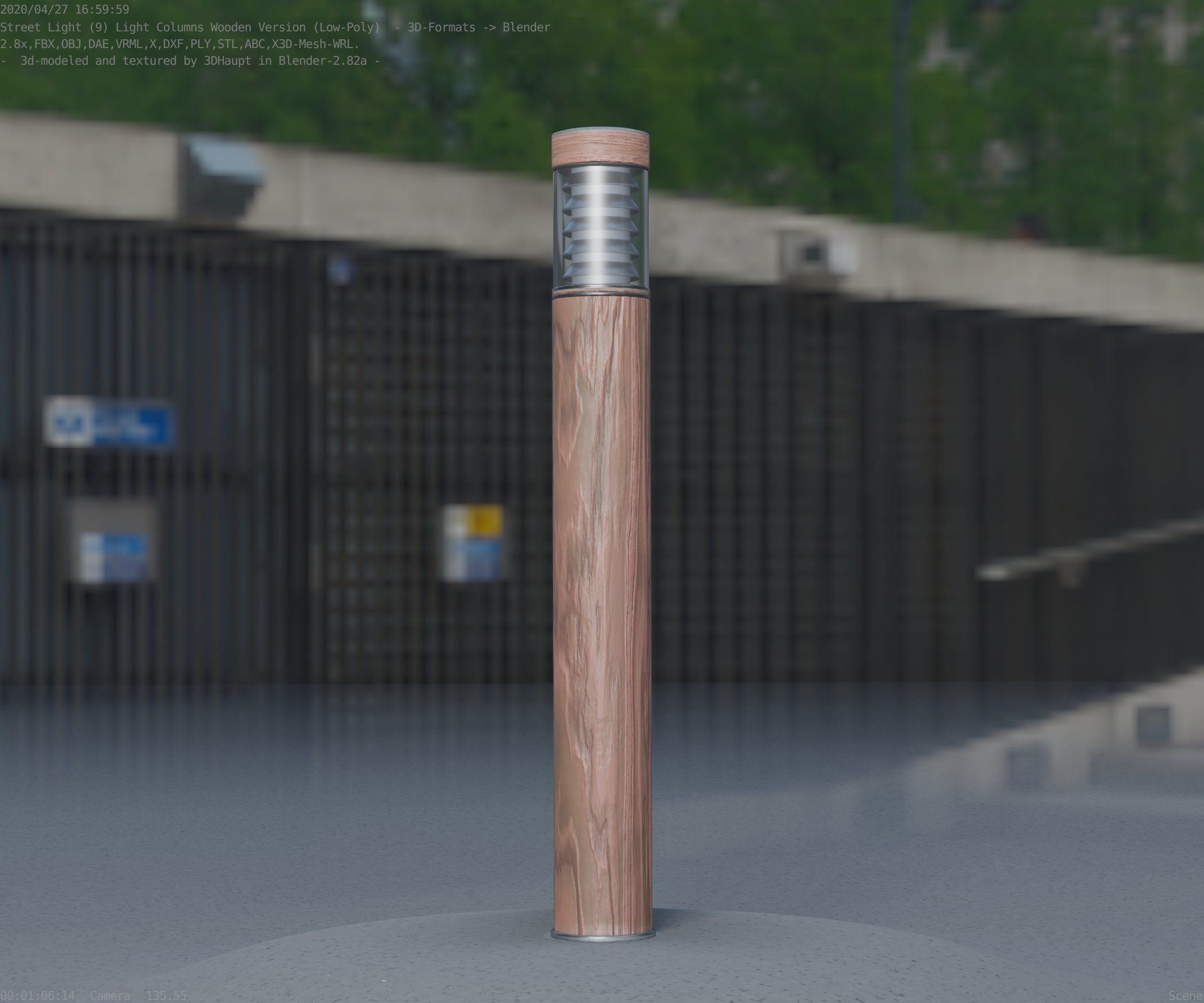 Light Column made of wood 16 - Low-Poly Street-Light Set-9 Low-poly 3D model_98