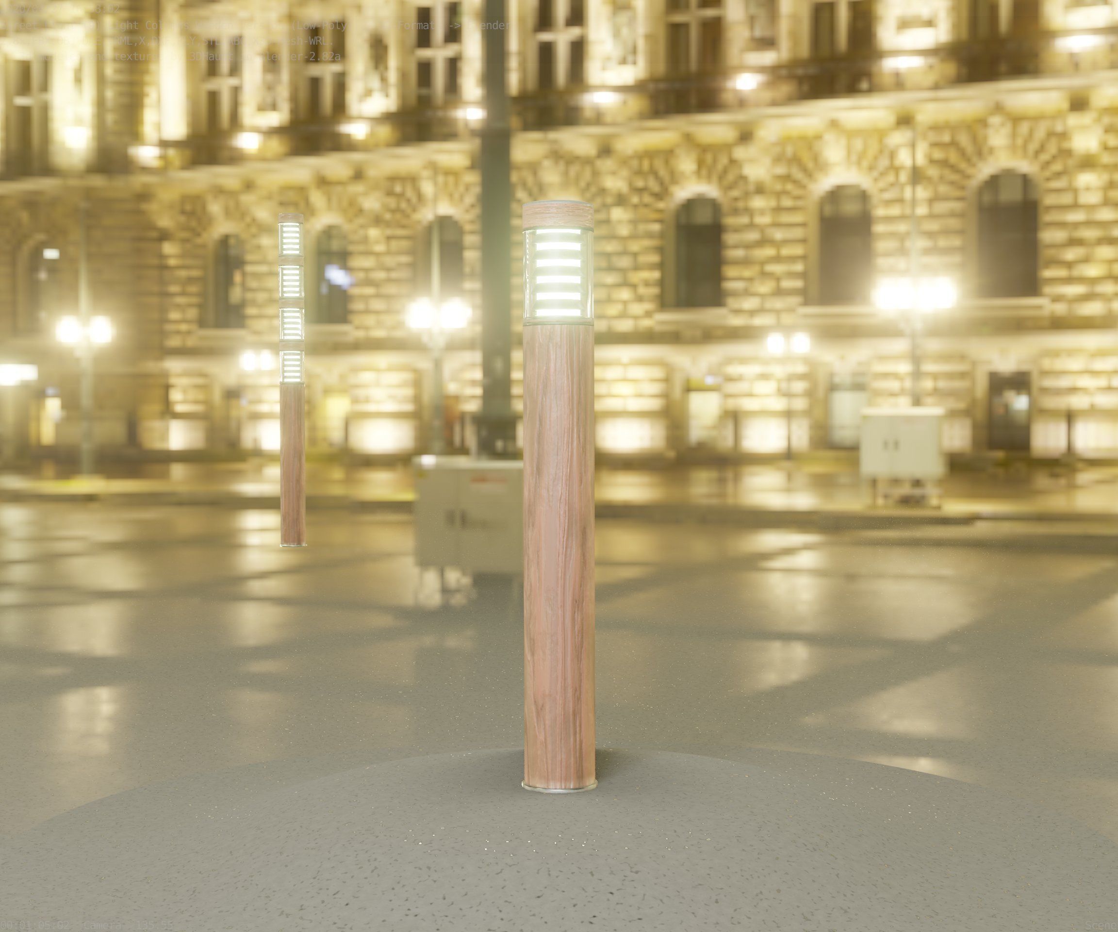 Light Column made of wood 16 - Low-Poly Street-Light Set-9 Low-poly 3D model_62