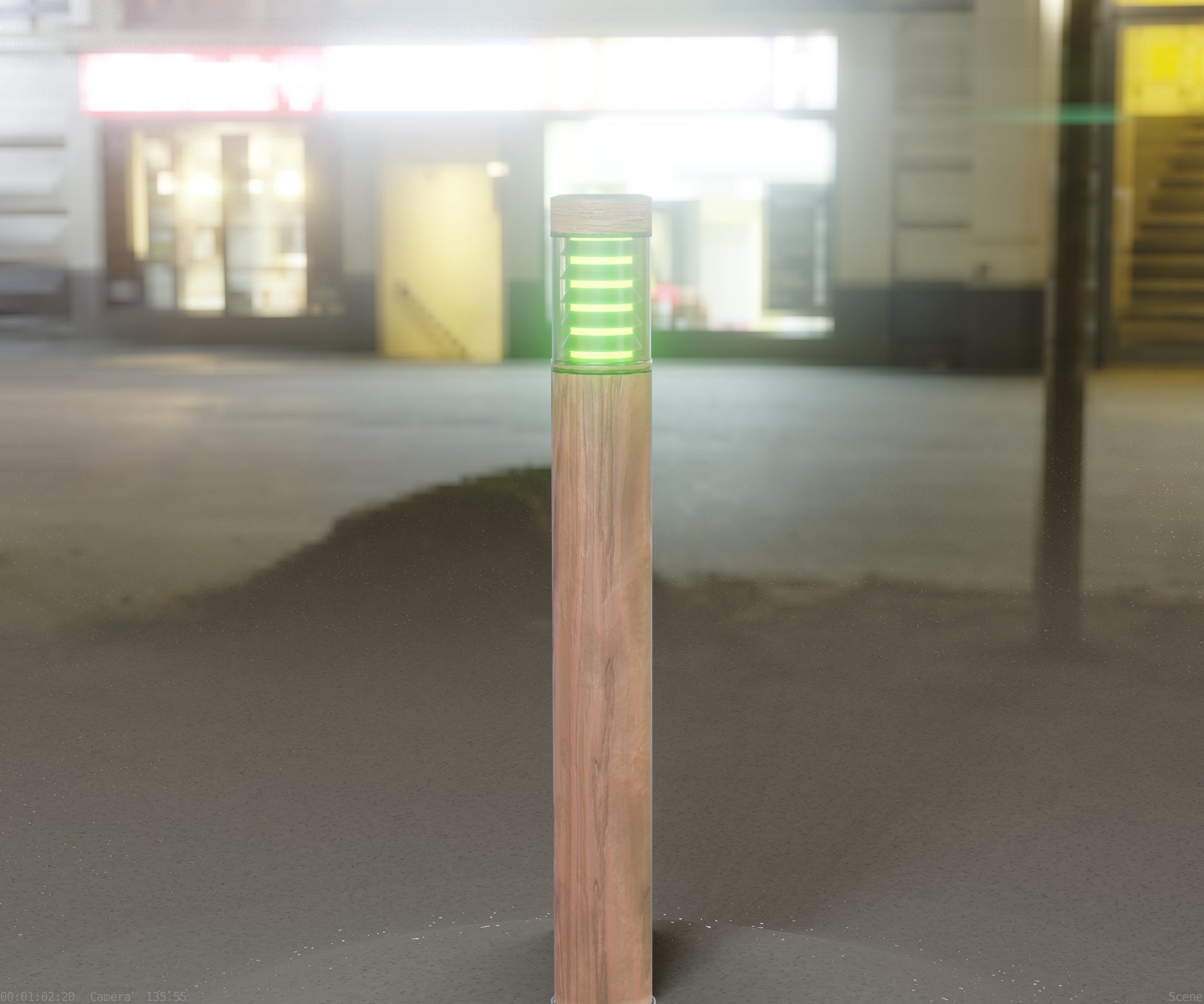 Light Column made of wood 16 - Low-Poly Street-Light Set-9 Low-poly 3D model_8