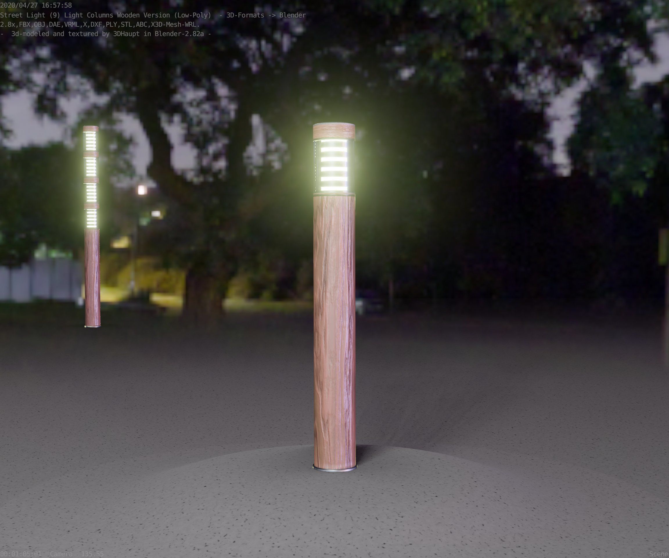Light Column made of wood 16 - Low-Poly Street-Light Set-9 Low-poly 3D model_61