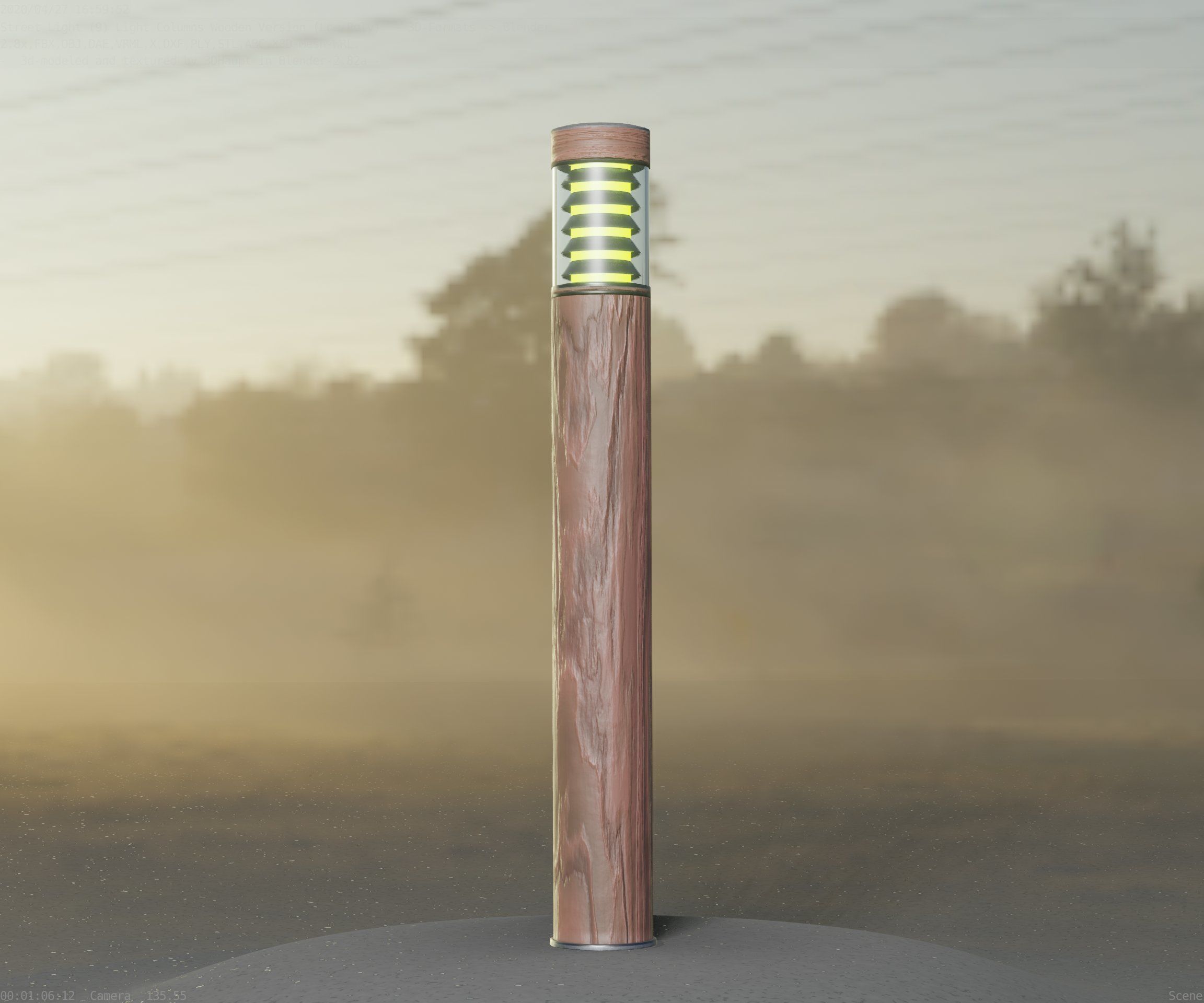 Light Column made of wood 16 - Low-Poly Street-Light Set-9 Low-poly 3D model_96
