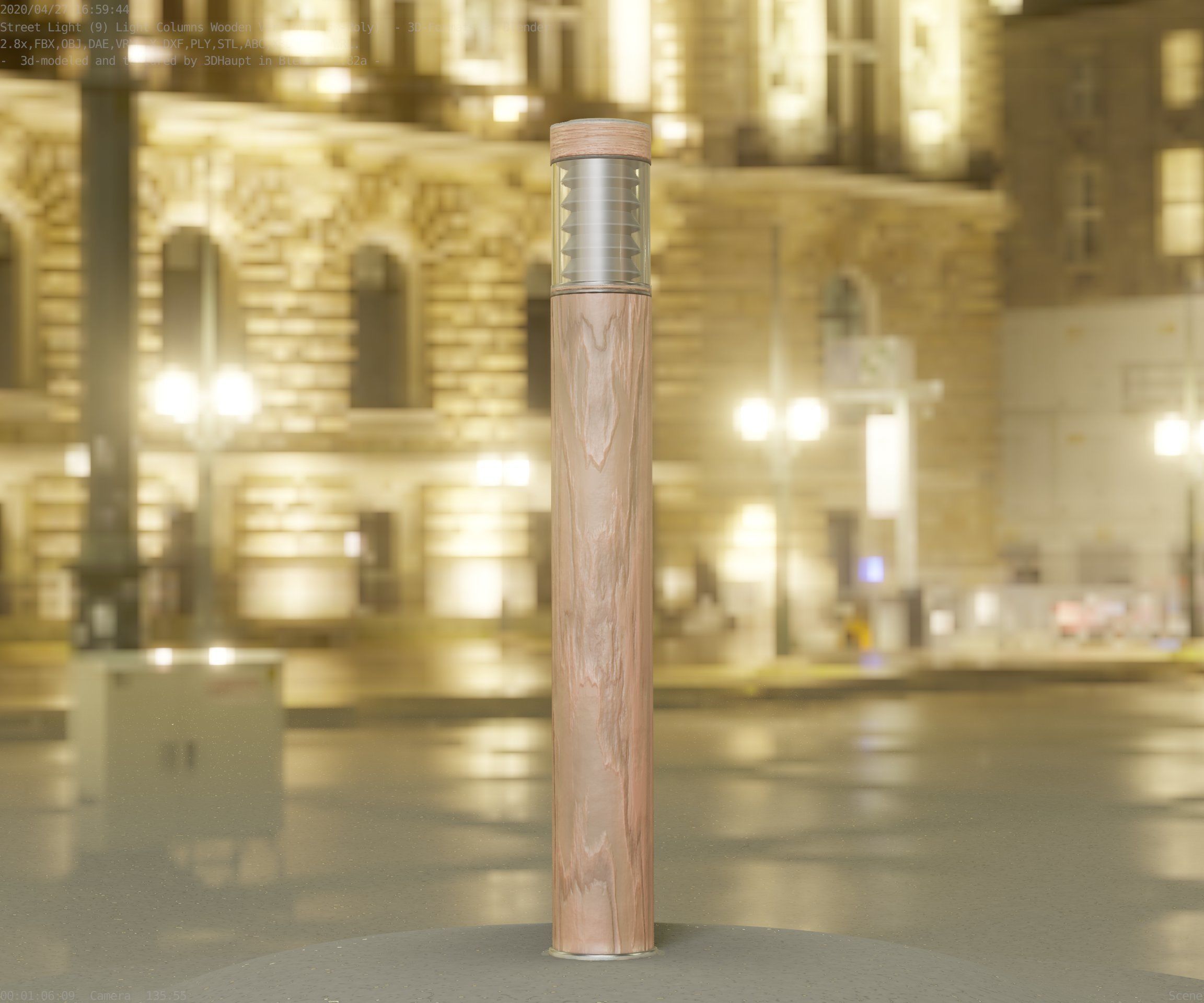 Light Column made of wood 16 - Low-Poly Street-Light Set-9 Low-poly 3D model_93