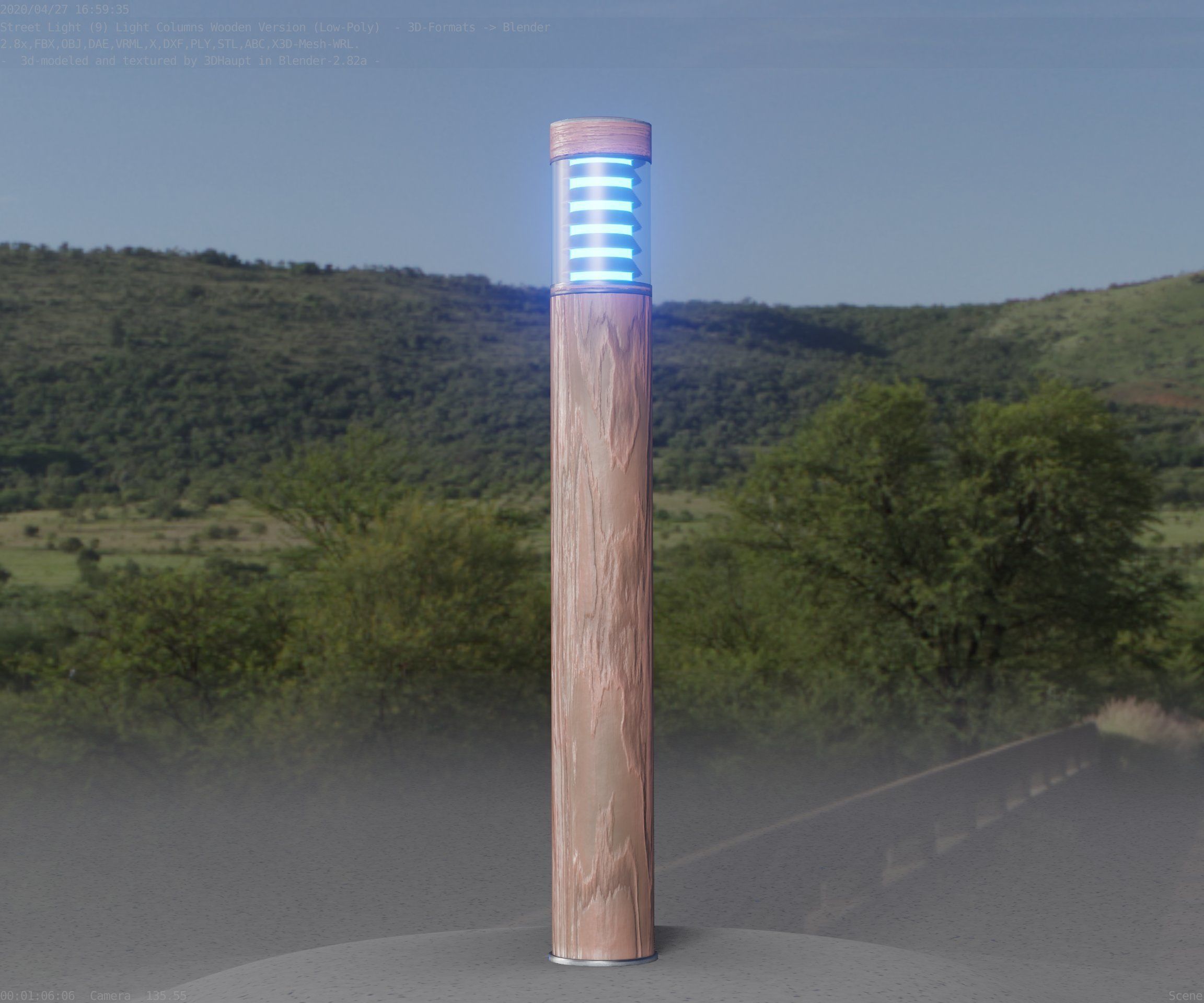 Light Column made of wood 16 - Low-Poly Street-Light Set-9 Low-poly 3D model_90