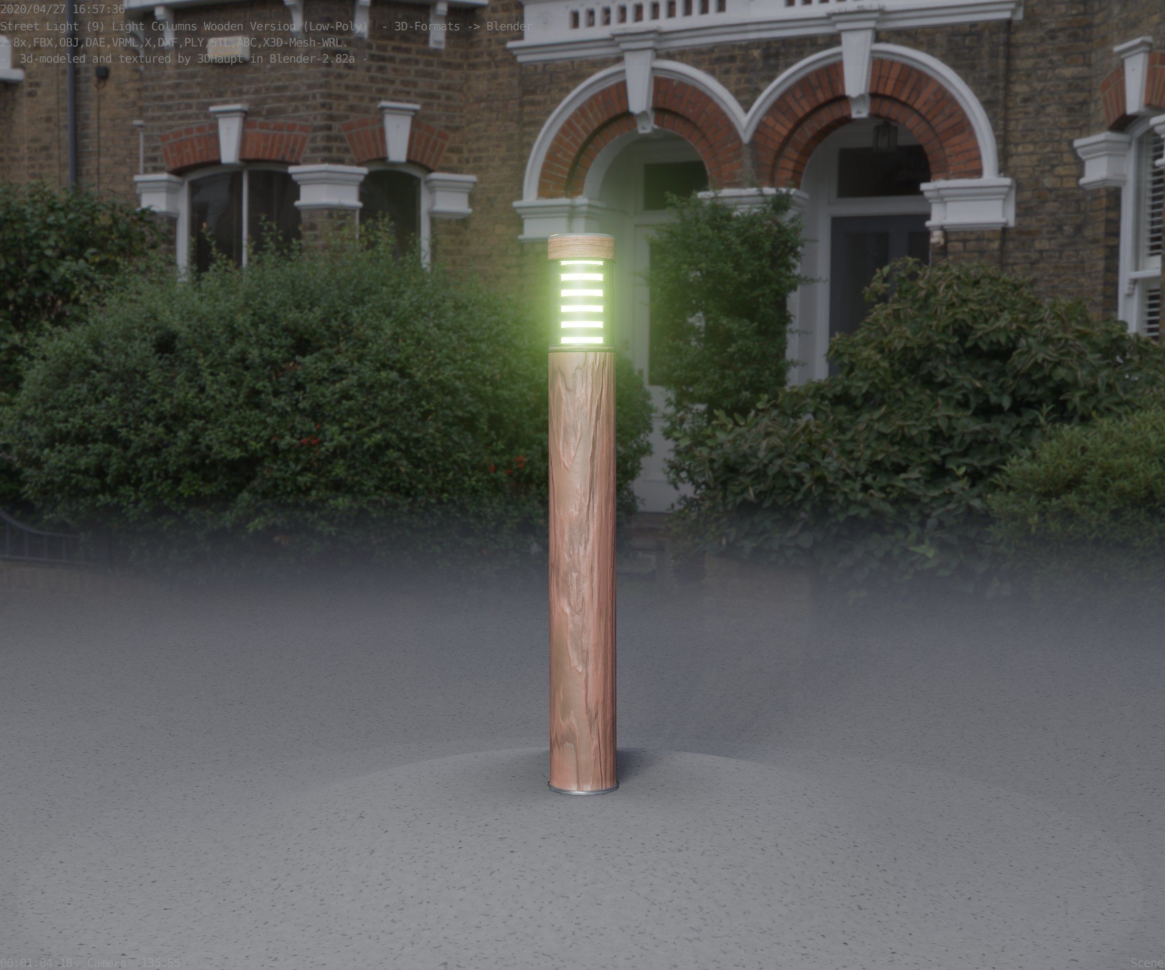 Light Column made of wood 16 - Low-Poly Street-Light Set-9 Low-poly 3D model_54