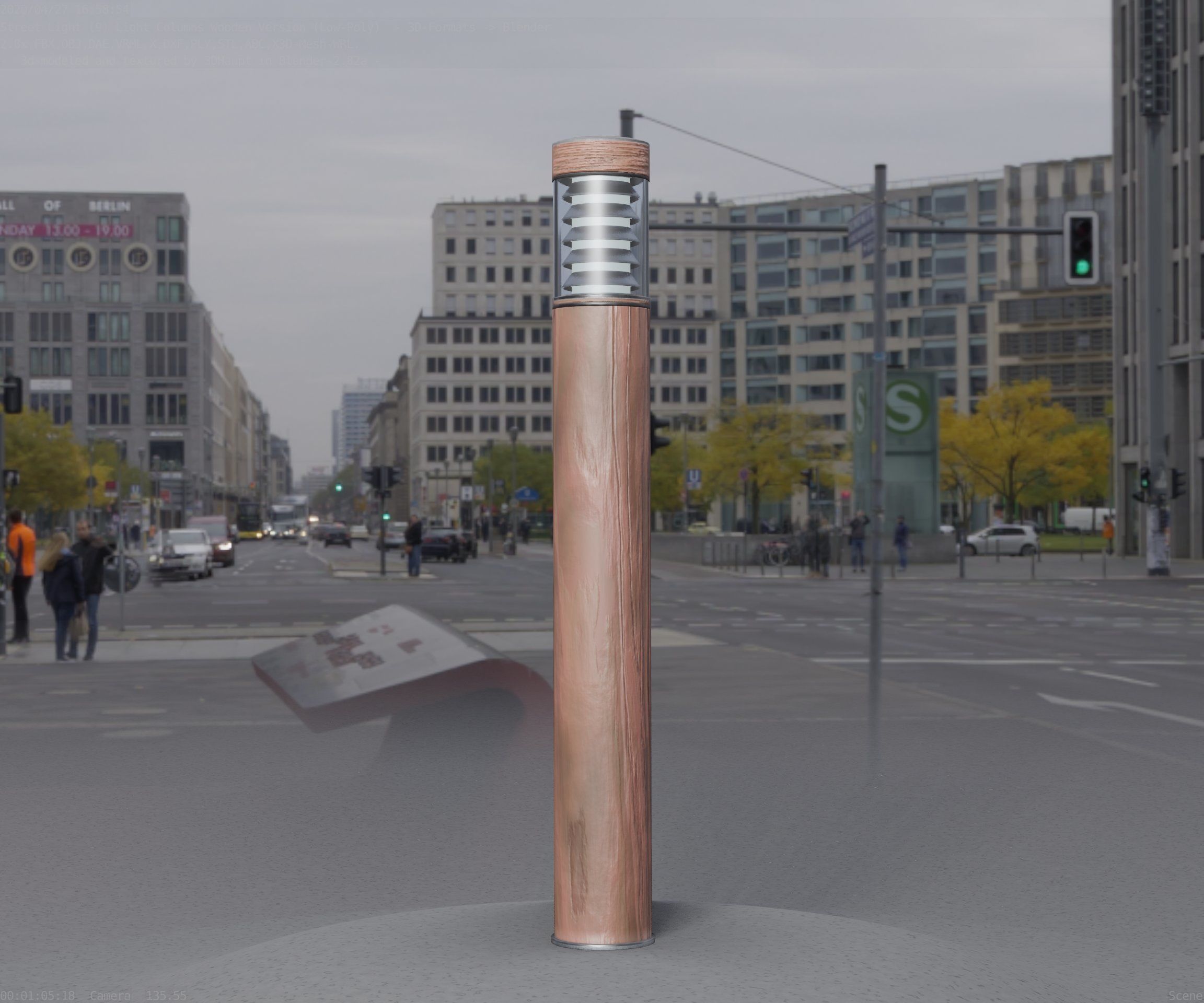 Light Column made of wood 16 - Low-Poly Street-Light Set-9 Low-poly 3D model_78