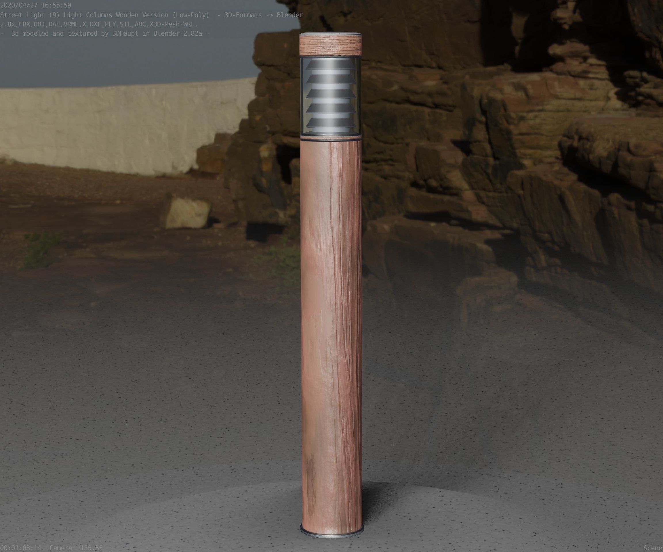 Light Column made of wood 16 - Low-Poly Street-Light Set-9 Low-poly 3D model_26