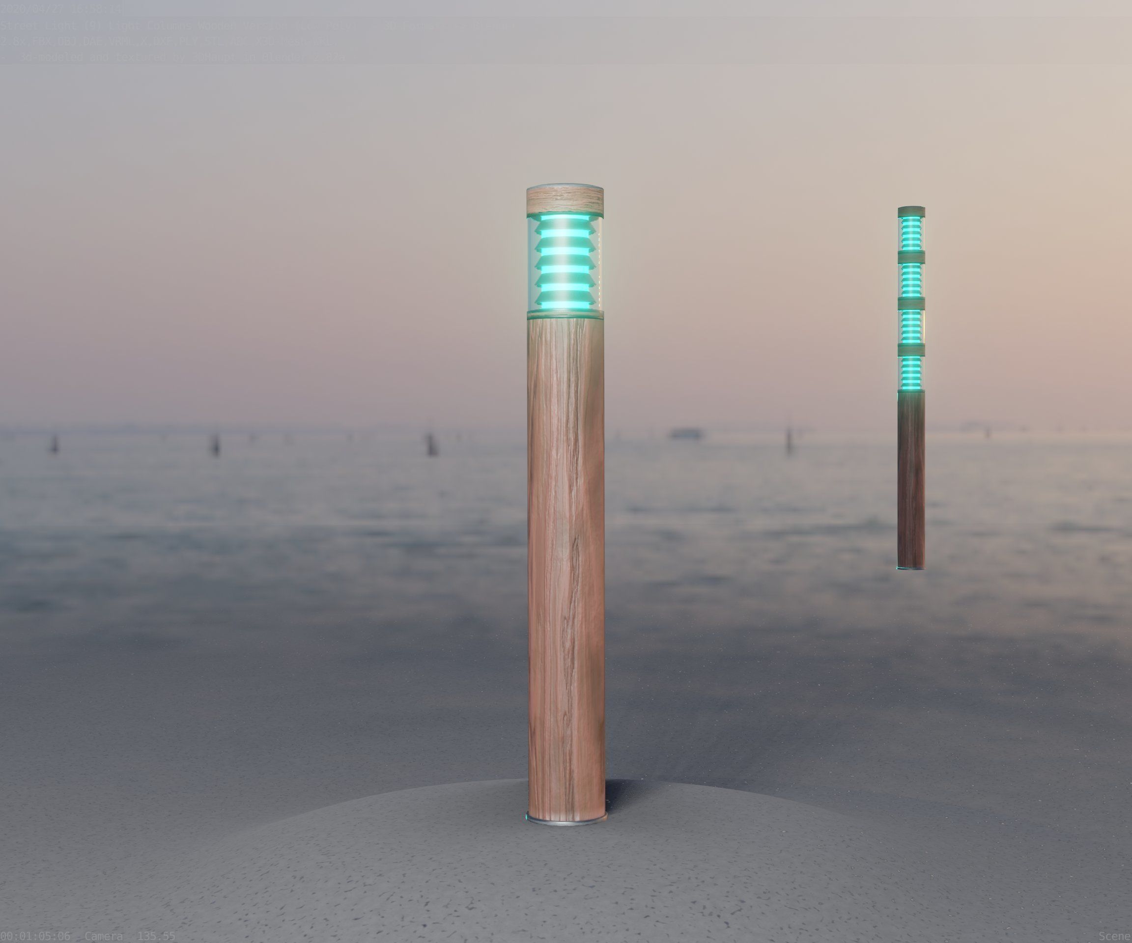 Light Column made of wood 16 - Low-Poly Street-Light Set-9 Low-poly 3D model_66