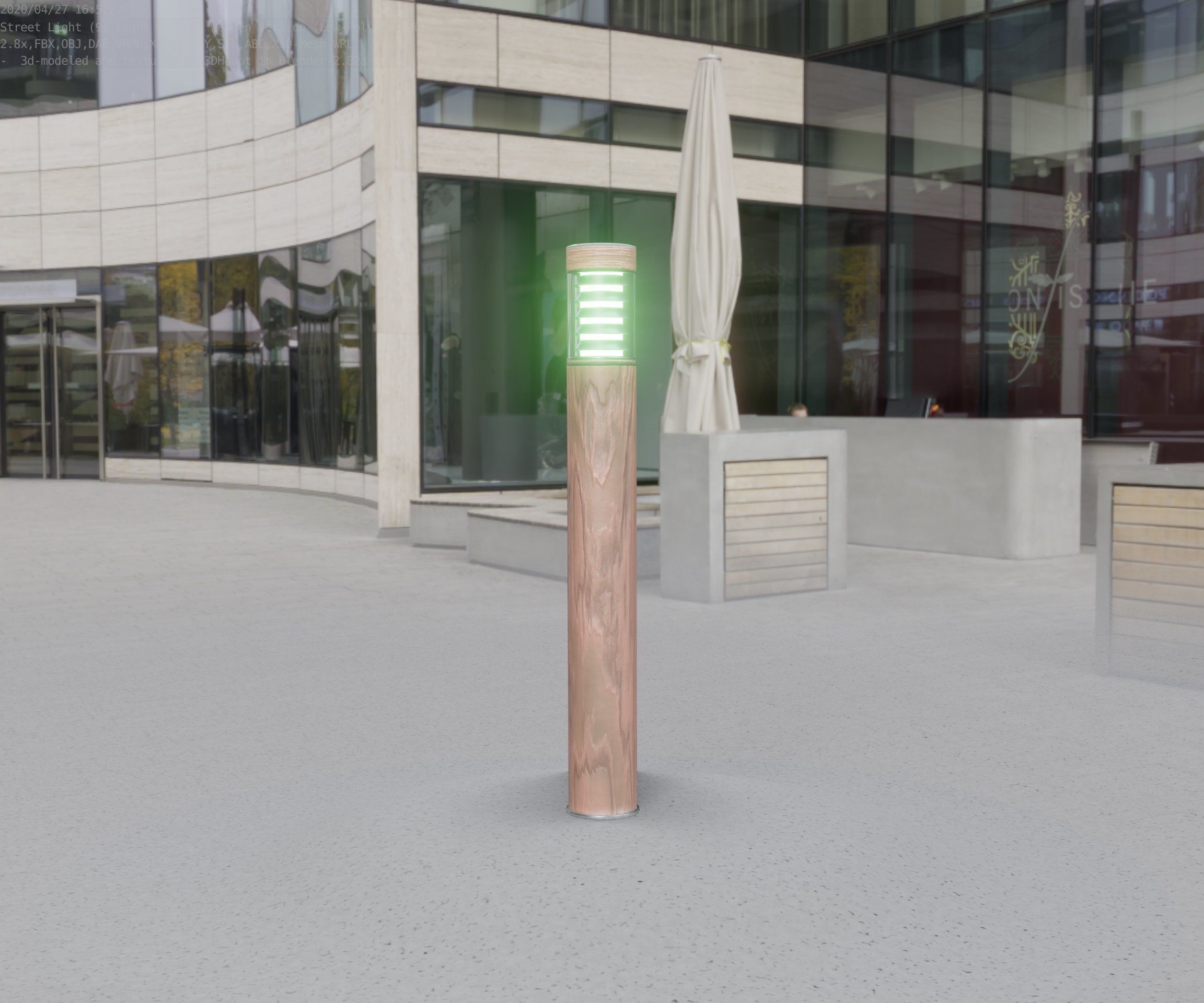 Light Column made of wood 16 - Low-Poly Street-Light Set-9 Low-poly 3D model_50