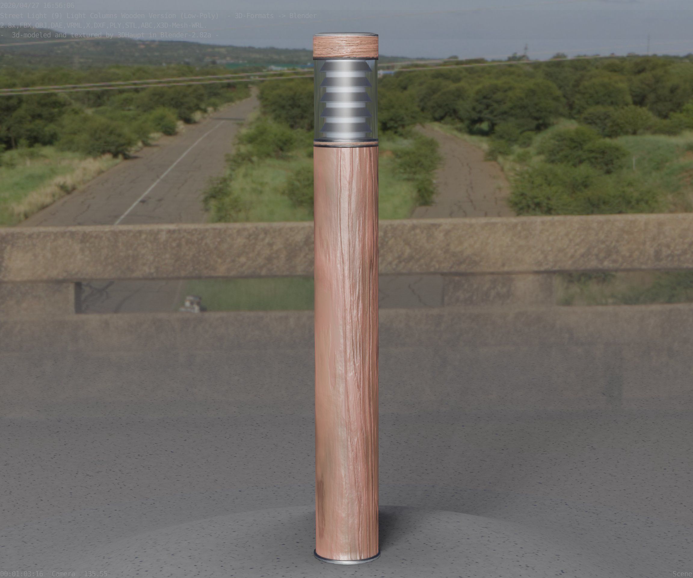Light Column made of wood 16 - Low-Poly Street-Light Set-9 Low-poly 3D model_28