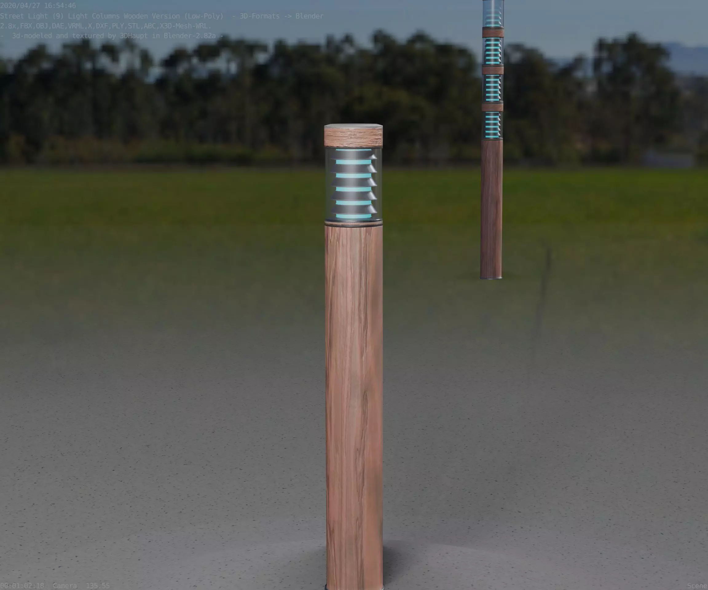 Light Column made of wood 16 - Low-Poly Street-Light Set-9 Low-poly 3D model_0