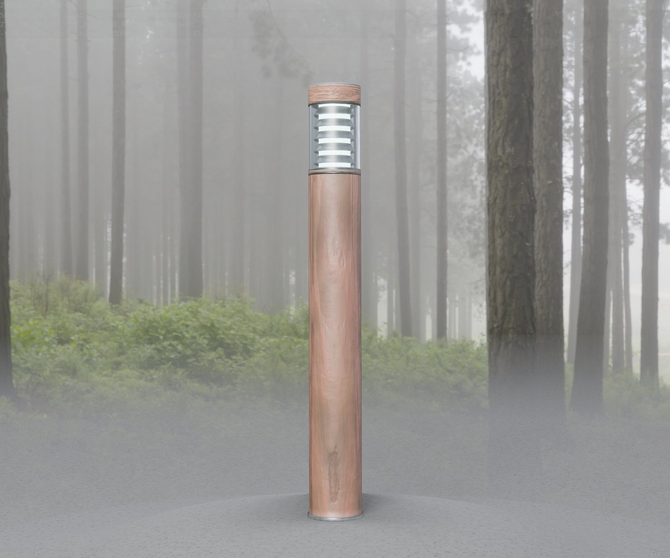 Light Column made of wood 16 - Low-Poly Street-Light Set-9 Low-poly 3D model_75