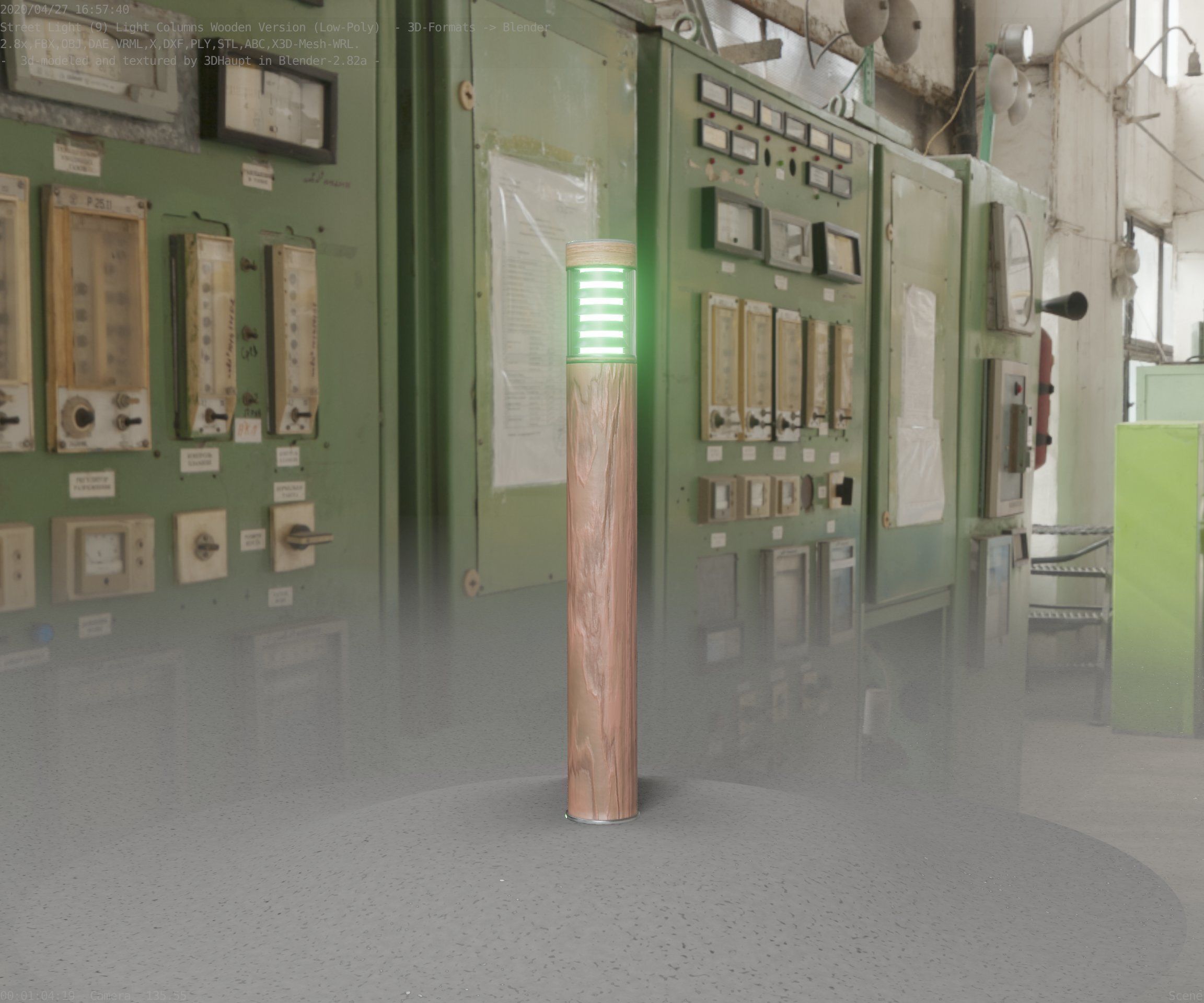 Light Column made of wood 16 - Low-Poly Street-Light Set-9 Low-poly 3D model_55