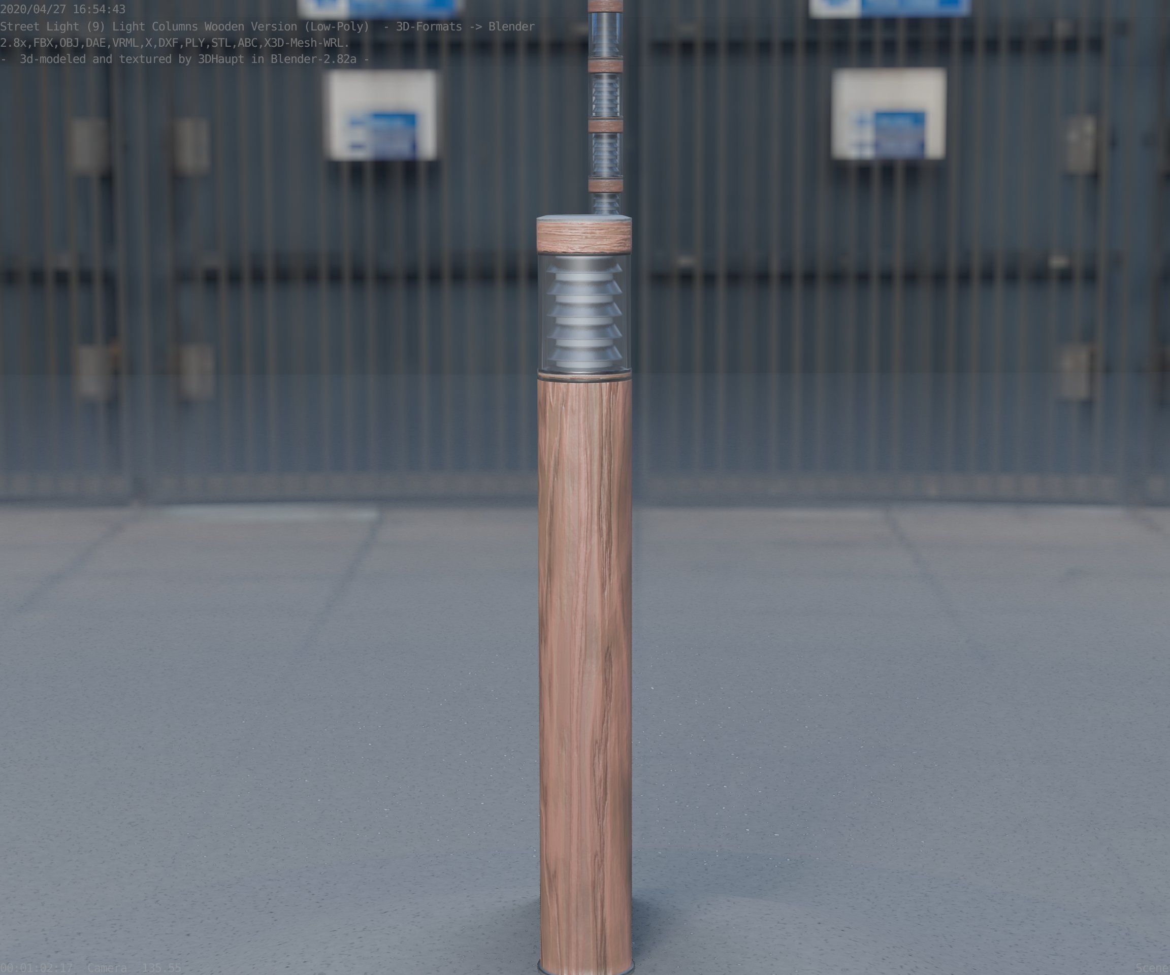 Light Column made of wood 16 - Low-Poly Street-Light Set-9 Low-poly 3D model_6
