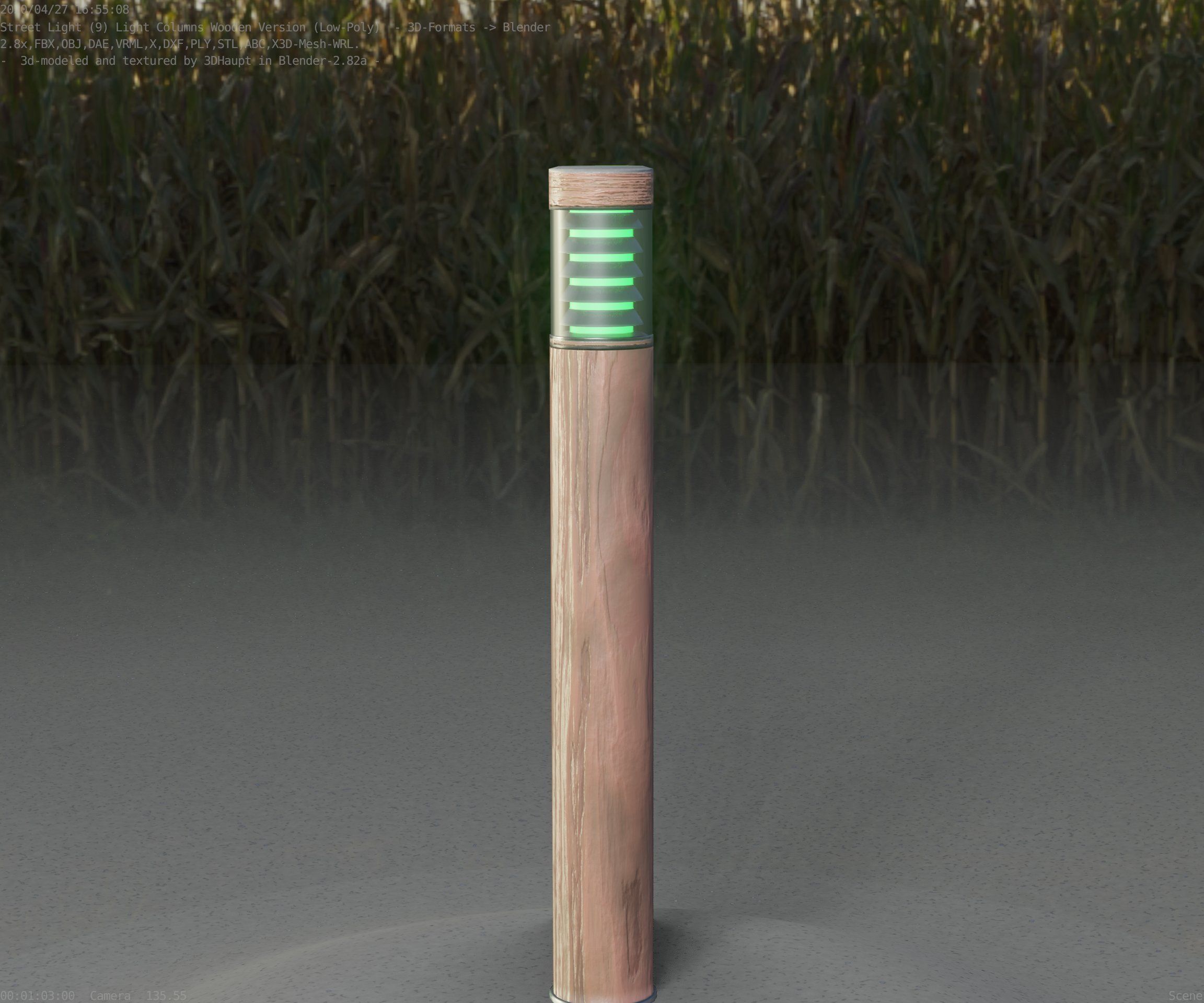 Light Column made of wood 16 - Low-Poly Street-Light Set-9 Low-poly 3D model_12