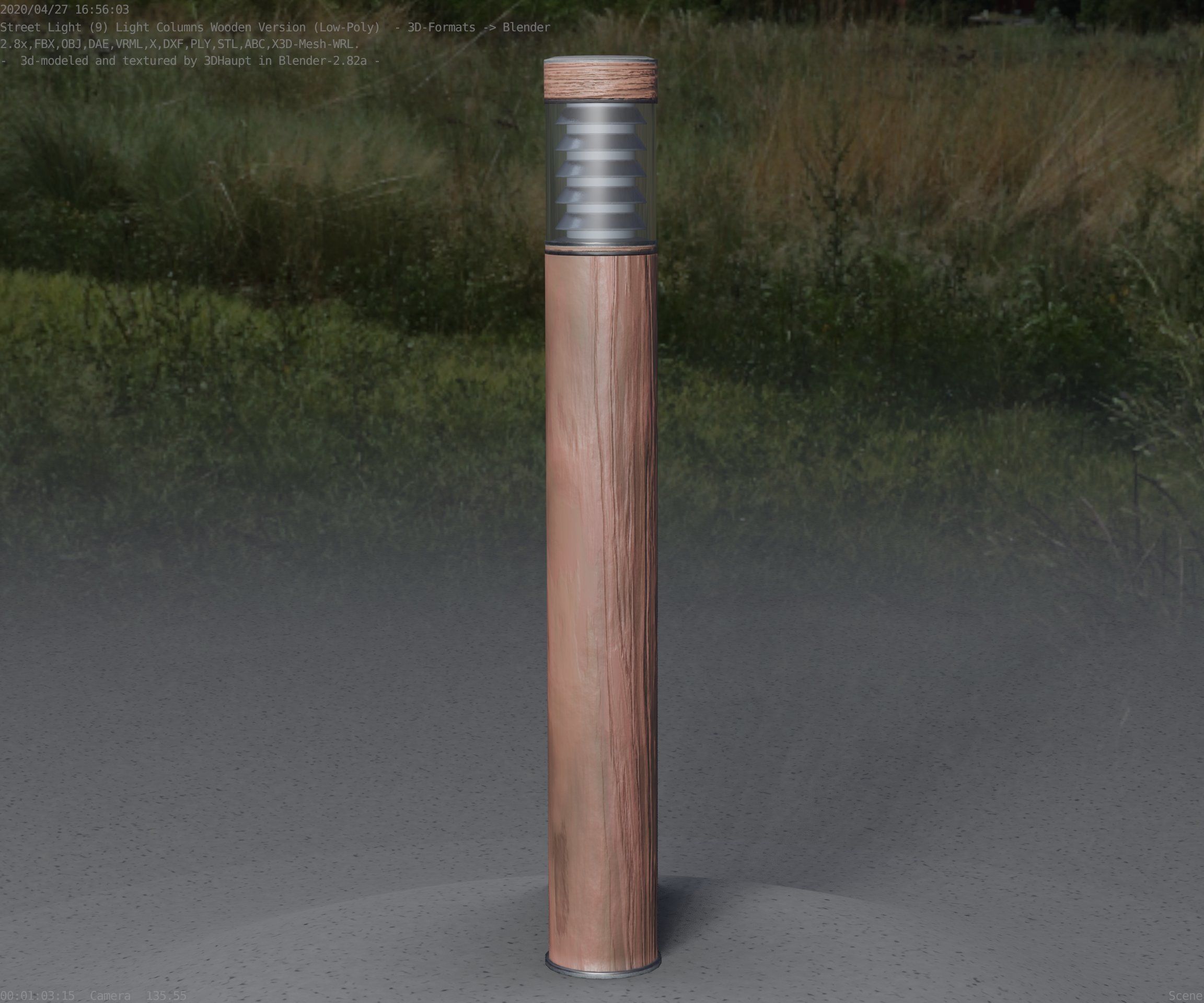 Light Column made of wood 16 - Low-Poly Street-Light Set-9 Low-poly 3D model_27