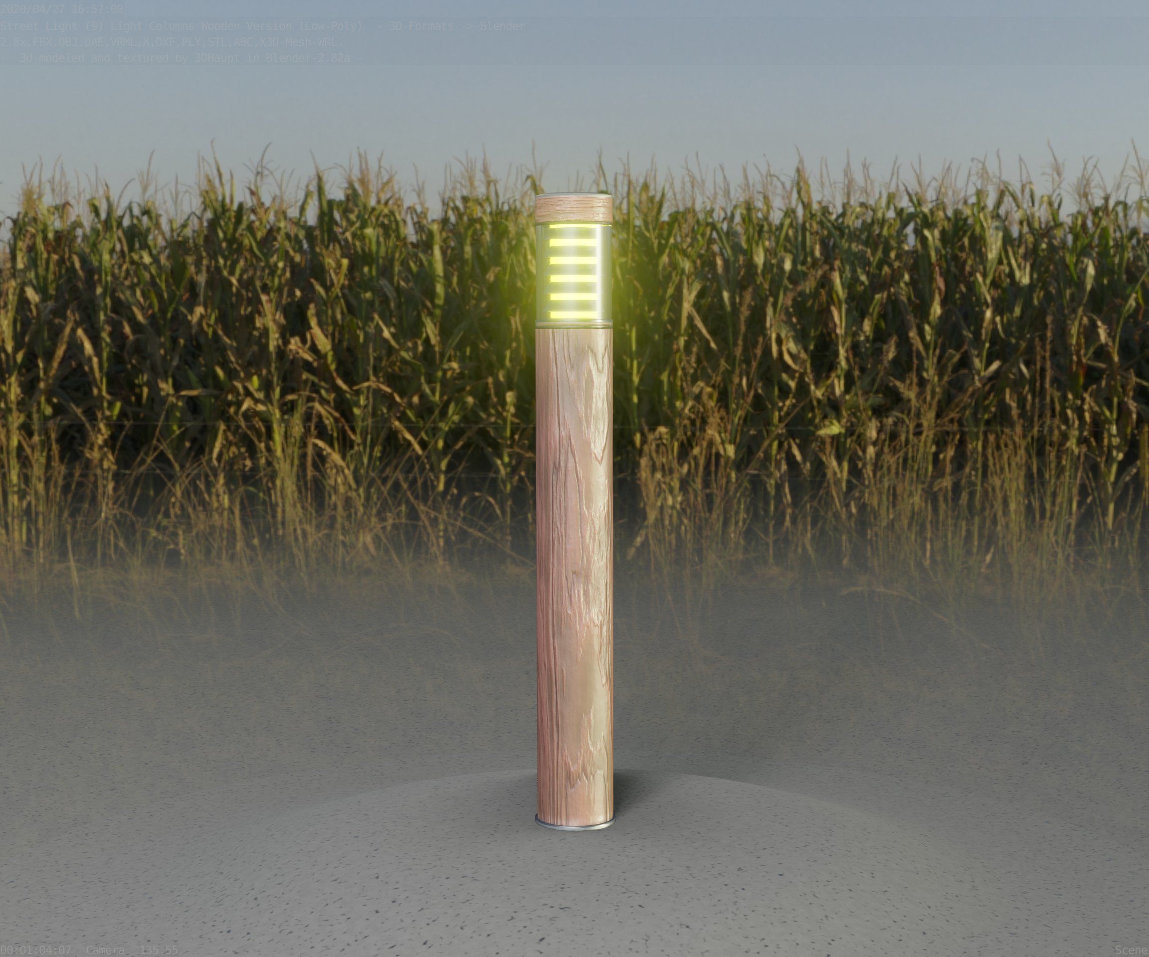 Light Column made of wood 16 - Low-Poly Street-Light Set-9 Low-poly 3D model_43