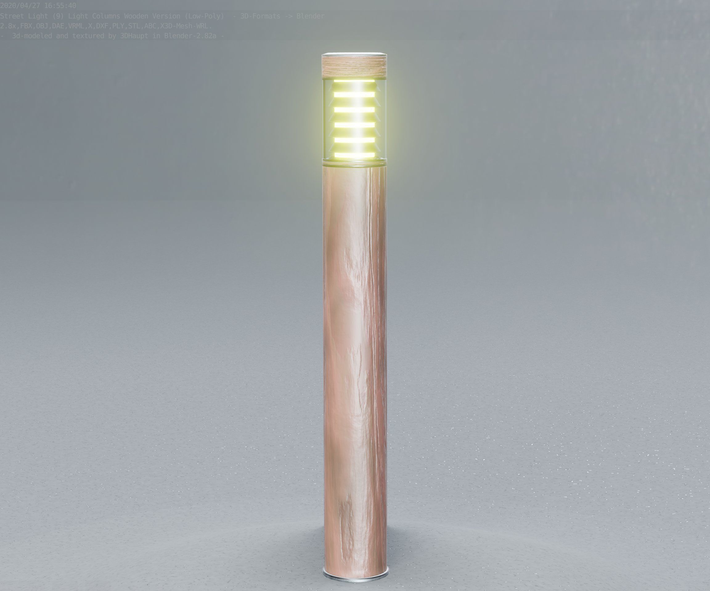 Light Column made of wood 16 - Low-Poly Street-Light Set-9 Low-poly 3D model_21