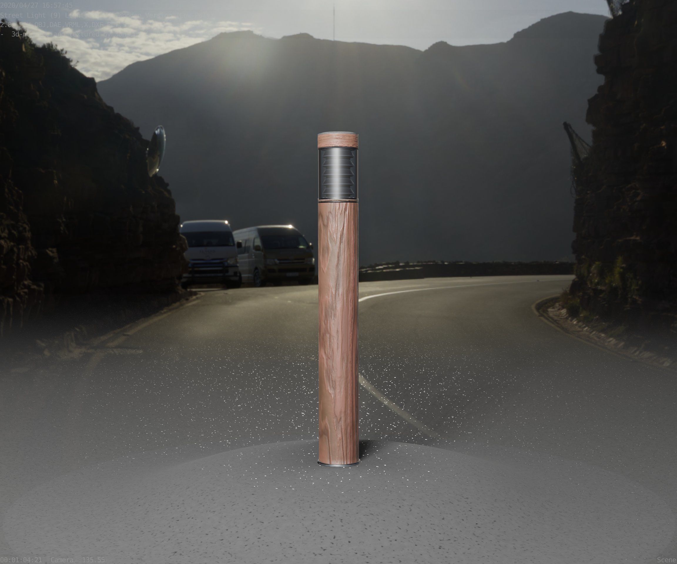 Light Column made of wood 16 - Low-Poly Street-Light Set-9 Low-poly 3D model_57