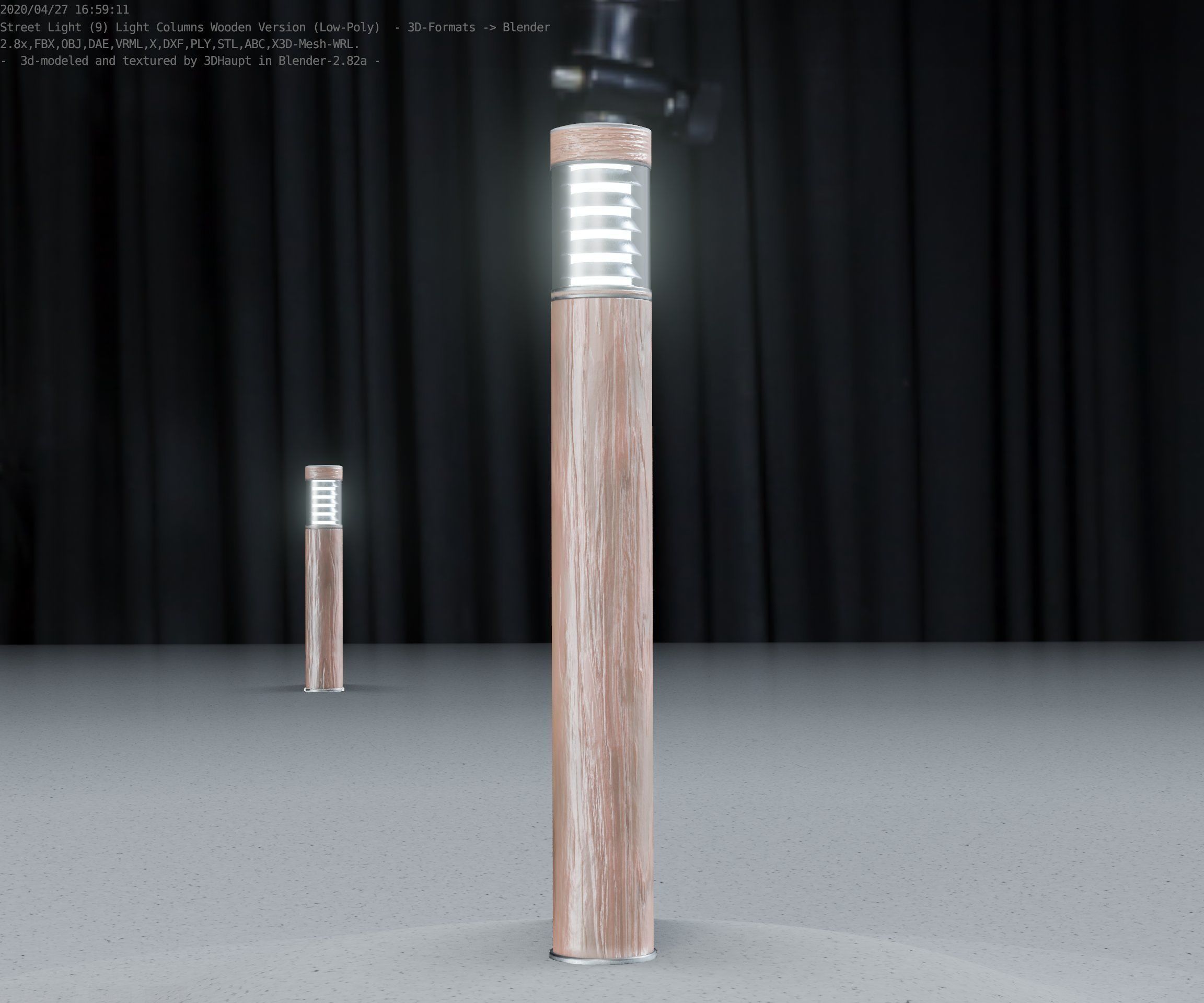 Light Column made of wood 16 - Low-Poly Street-Light Set-9 Low-poly 3D model_83
