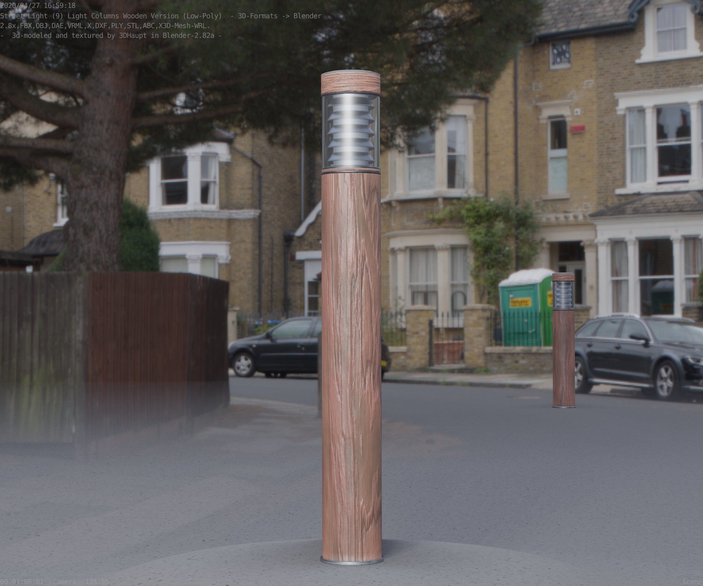 Light Column made of wood 16 - Low-Poly Street-Light Set-9 Low-poly 3D model_85