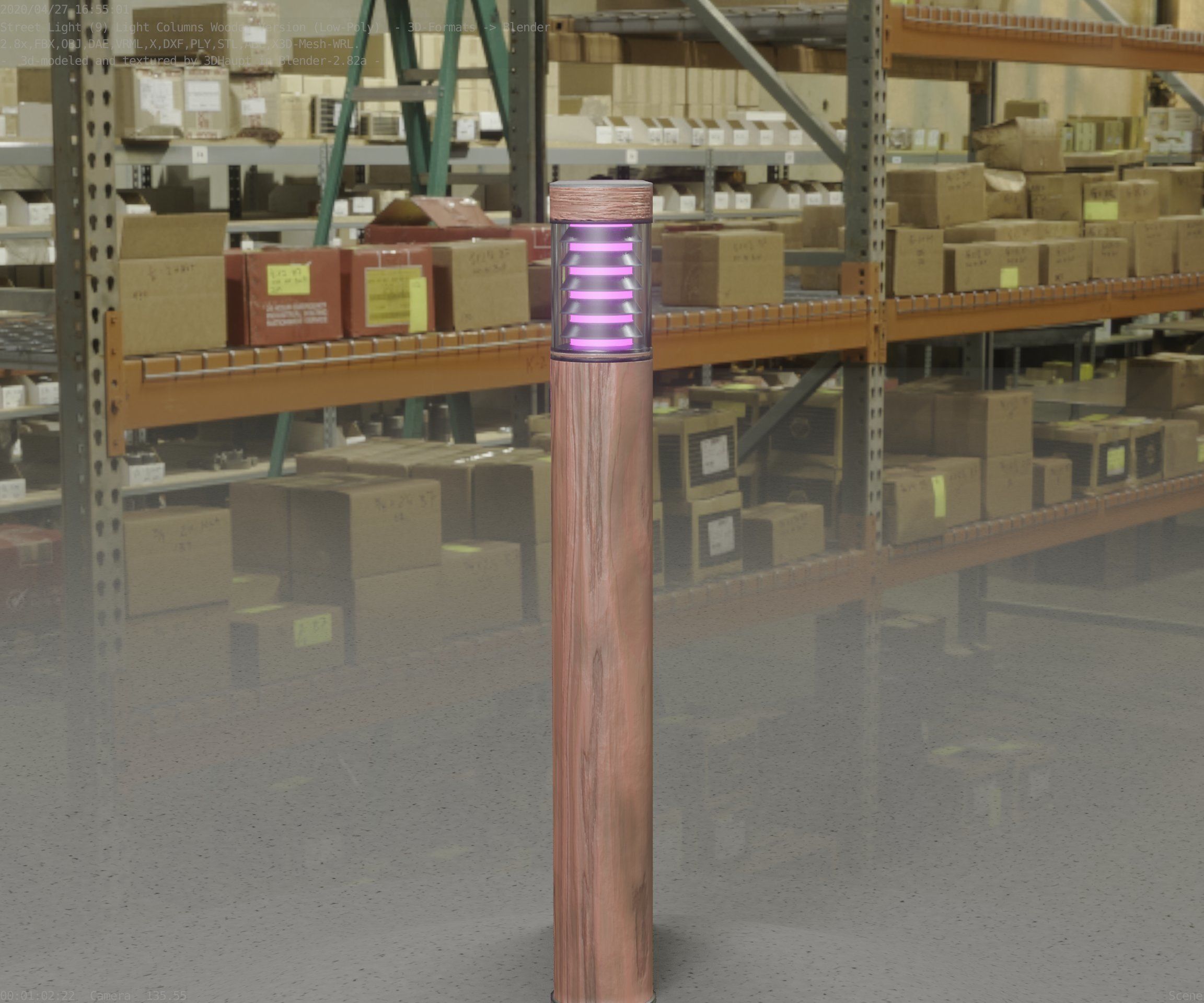 Light Column made of wood 16 - Low-Poly Street-Light Set-9 Low-poly 3D model_10