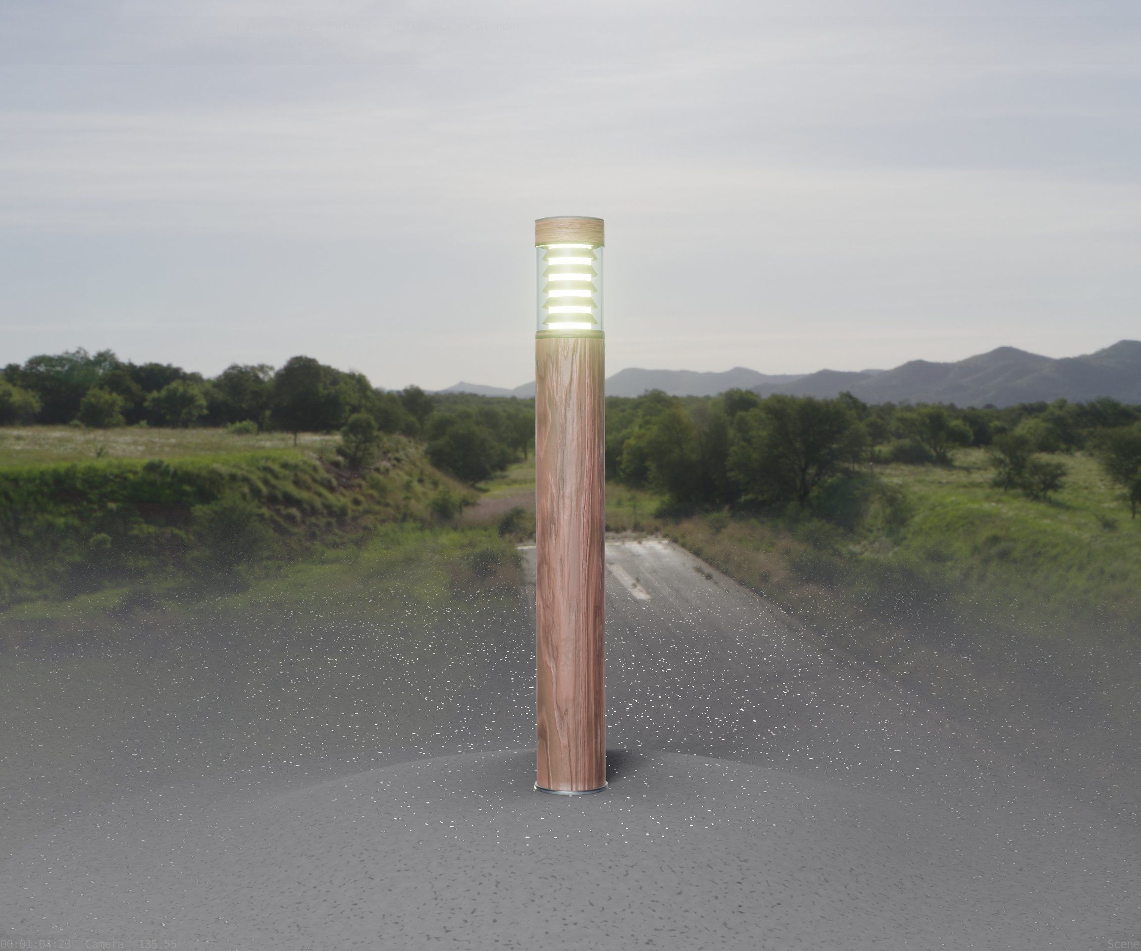 Light Column made of wood 16 - Low-Poly Street-Light Set-9 Low-poly 3D model_59