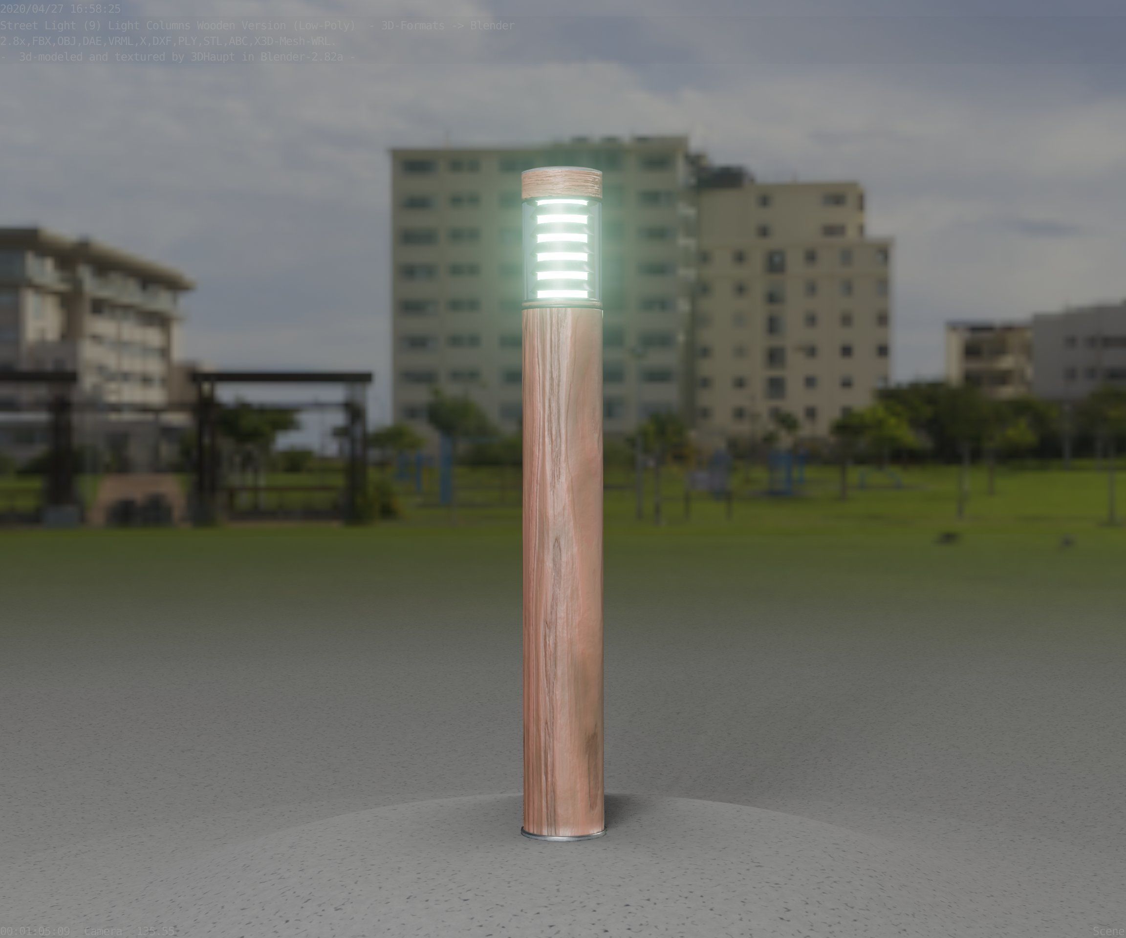 Light Column made of wood 16 - Low-Poly Street-Light Set-9 Low-poly 3D model_69