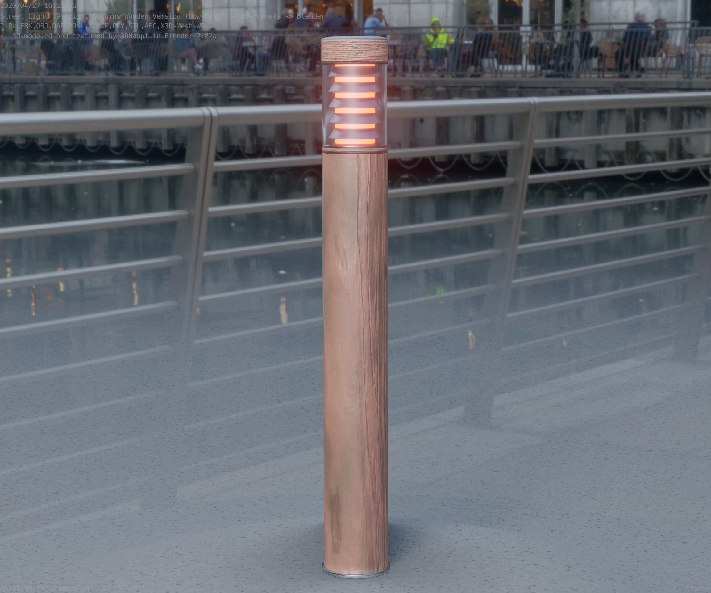 Light Column made of wood 16 - Low-Poly Street-Light Set-9 Low-poly 3D model_25
