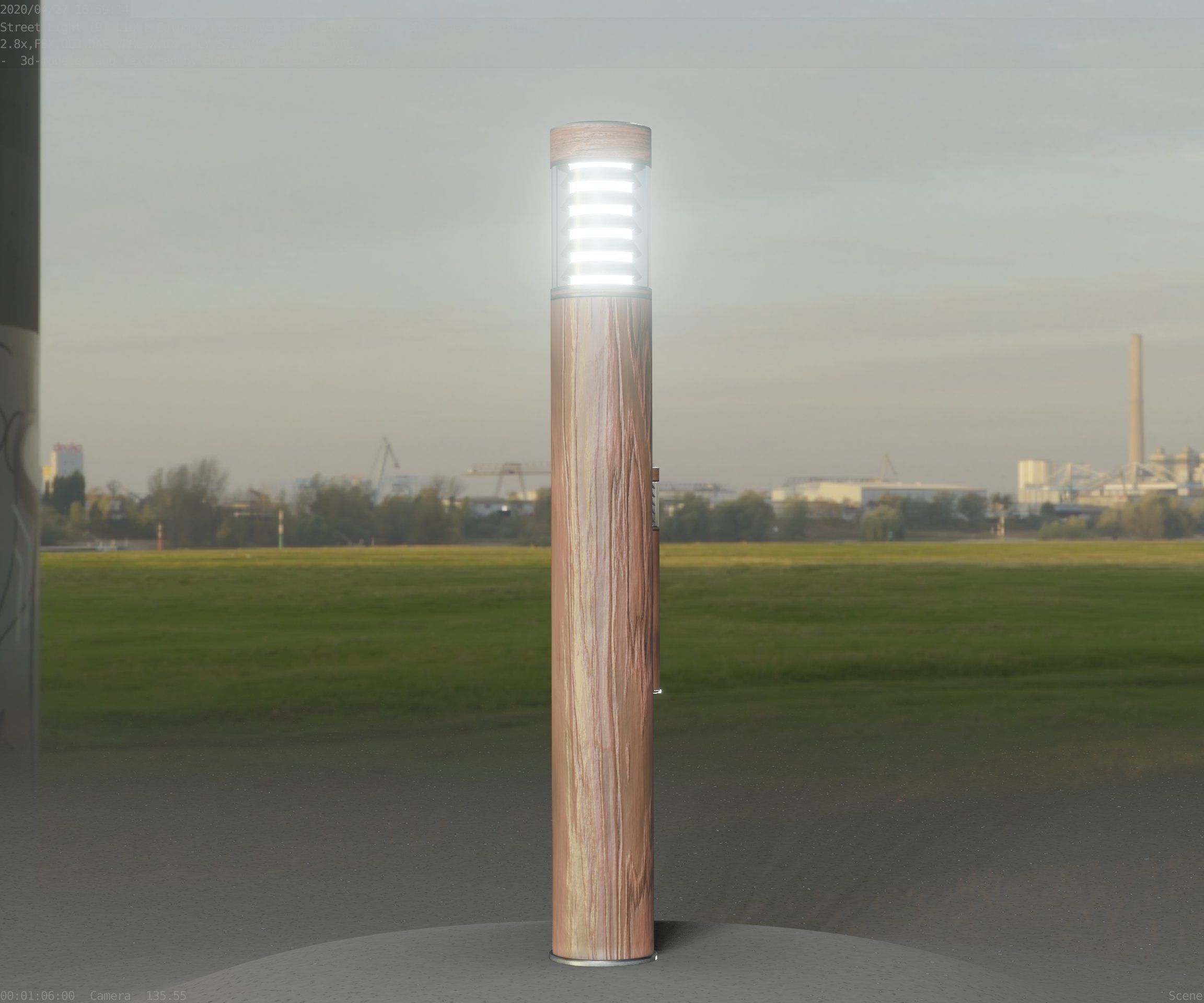 Light Column made of wood 16 - Low-Poly Street-Light Set-9 Low-poly 3D model_84