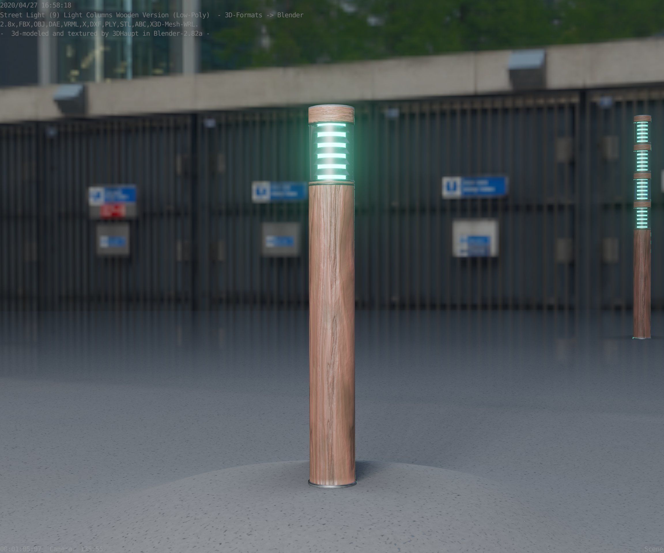 Light Column made of wood 16 - Low-Poly Street-Light Set-9 Low-poly 3D model_67