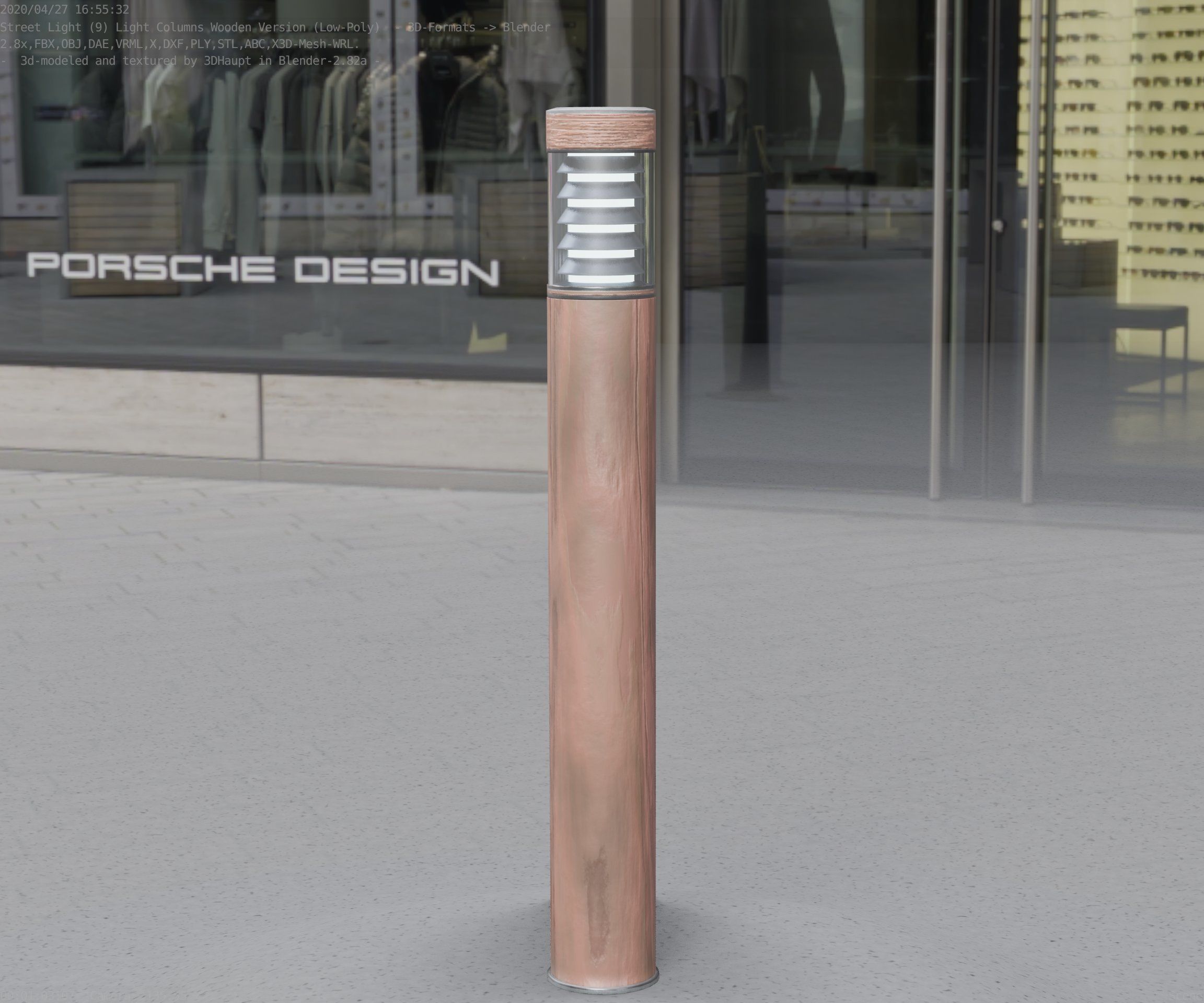 Light Column made of wood 16 - Low-Poly Street-Light Set-9 Low-poly 3D model_19